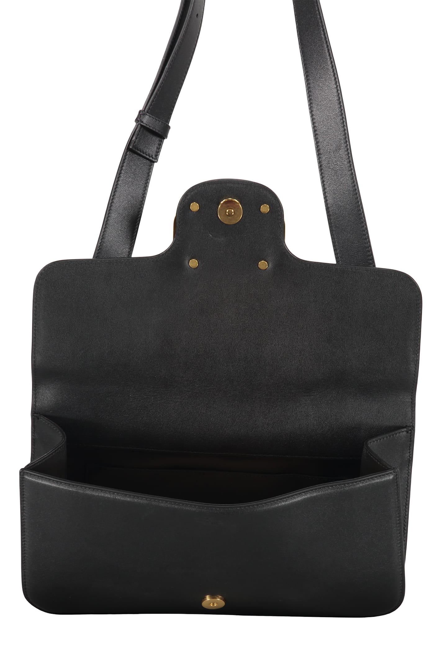 Valentino Leather Messenger Bag In Black