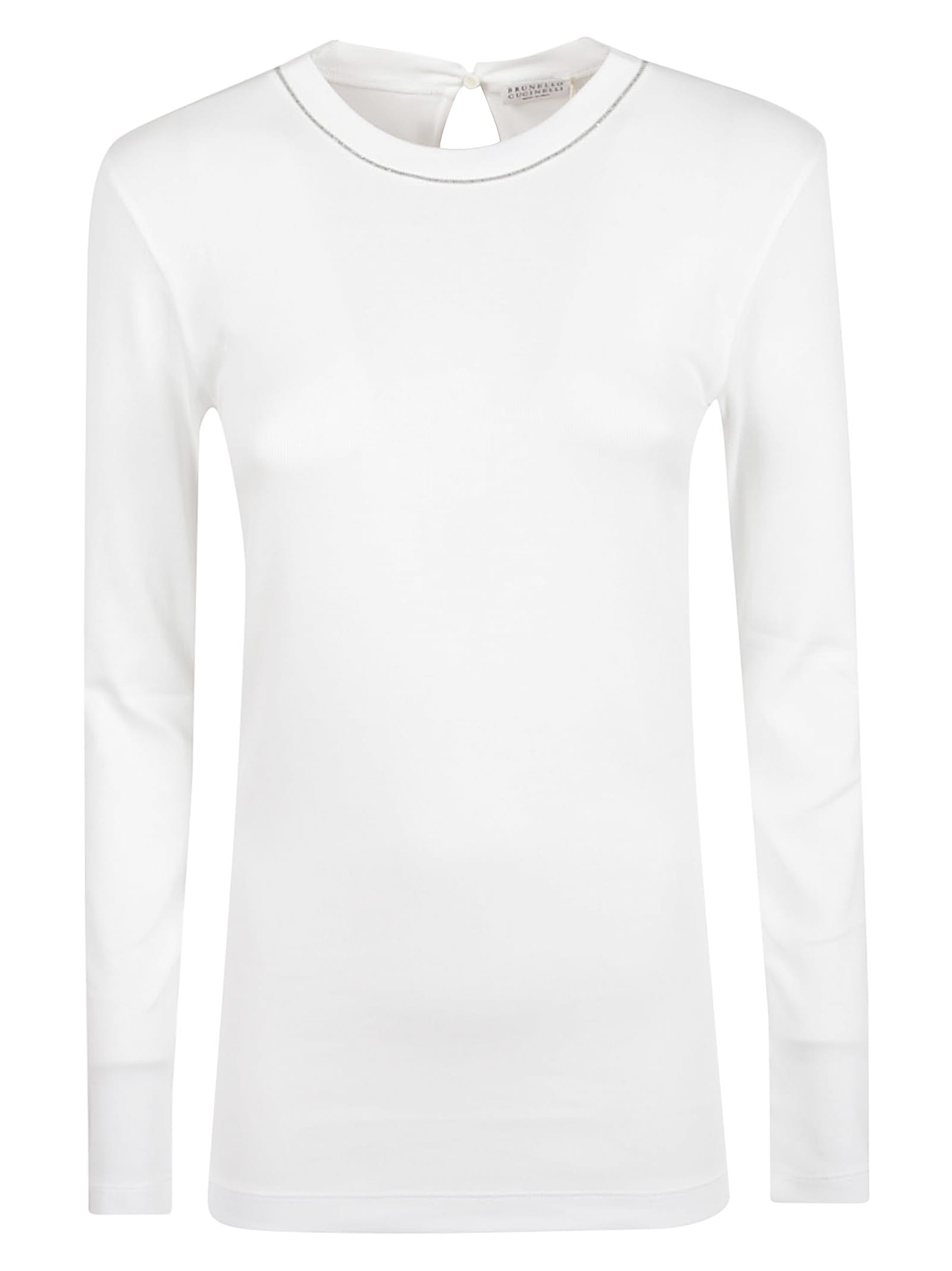 Brunello Cucinelli Ribbed Texture Crew Neck T-shirt In White