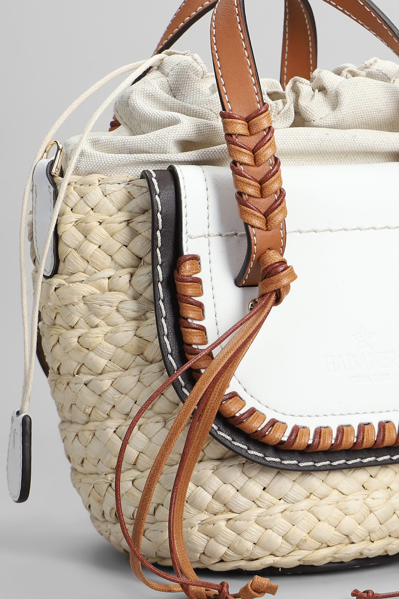 Cuba Lab Habanera Mini Tote In Beige Raffia In White