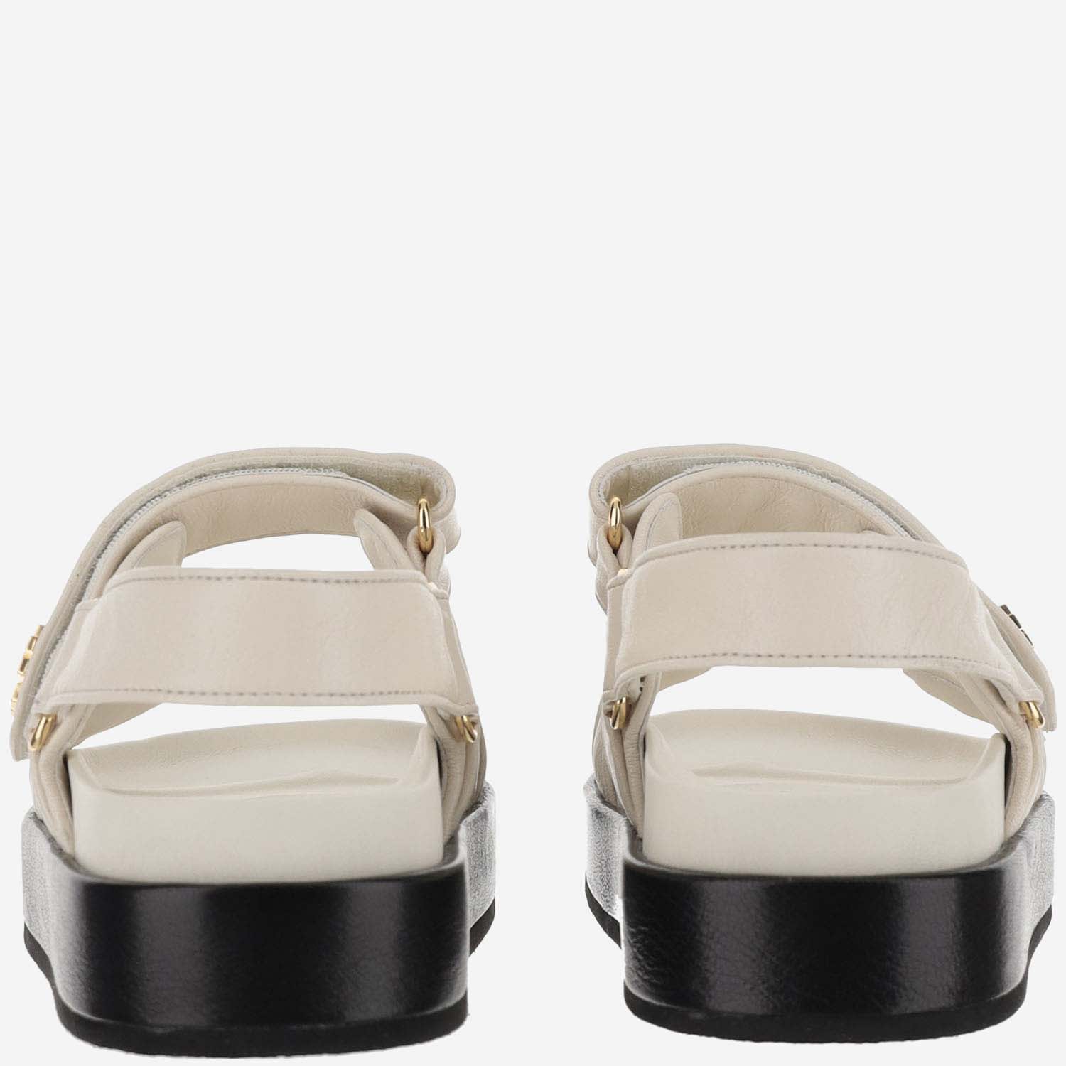 Shop Tory Burch Kira Leather Sandals In White
