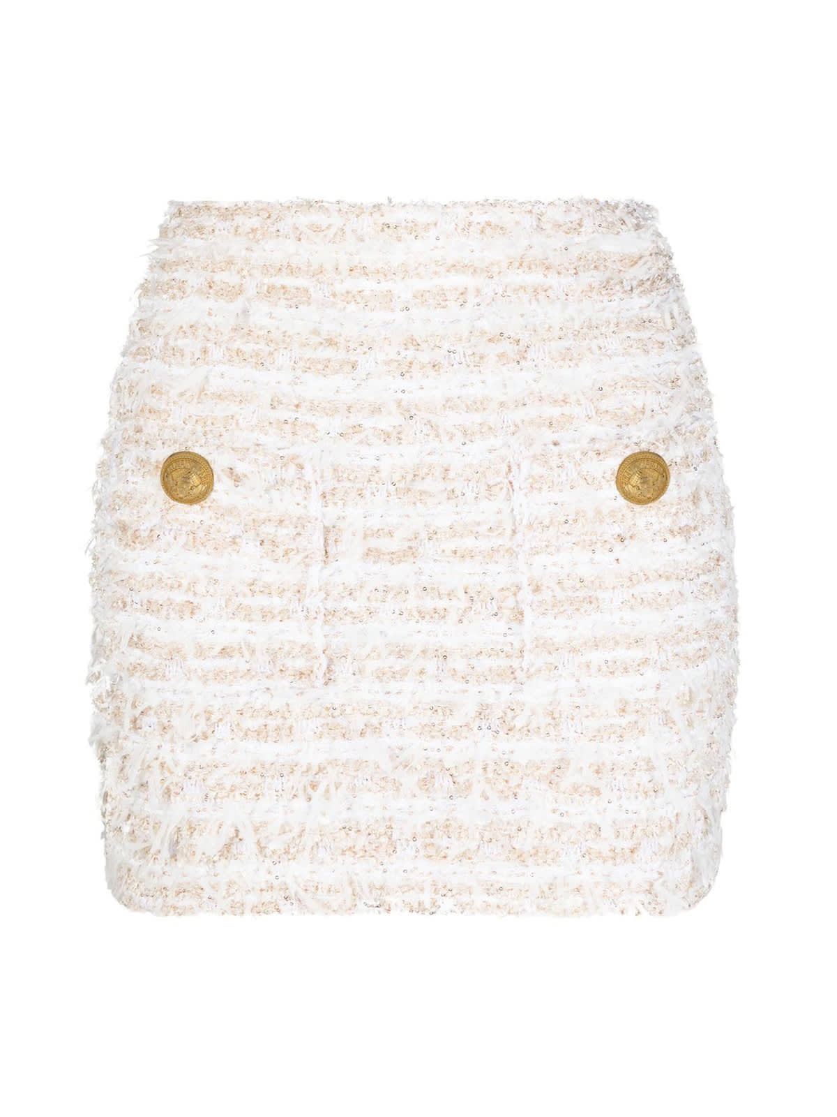 Balmain 2 Pockets Lurex Tweed Short Skirt