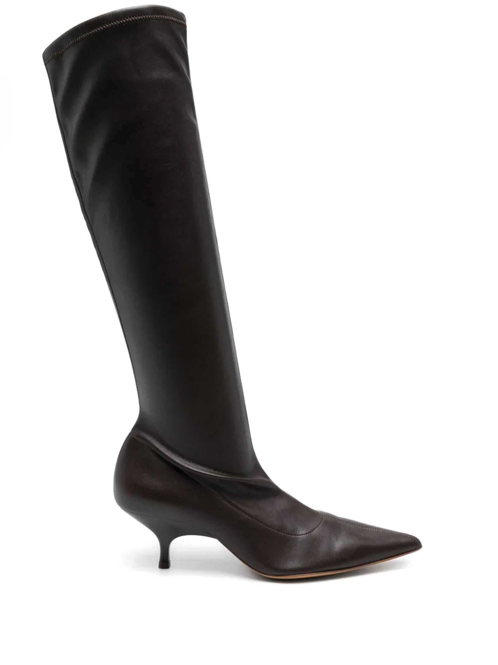 Shop Gia Borghini Coffee Brown Faux Leather Boots