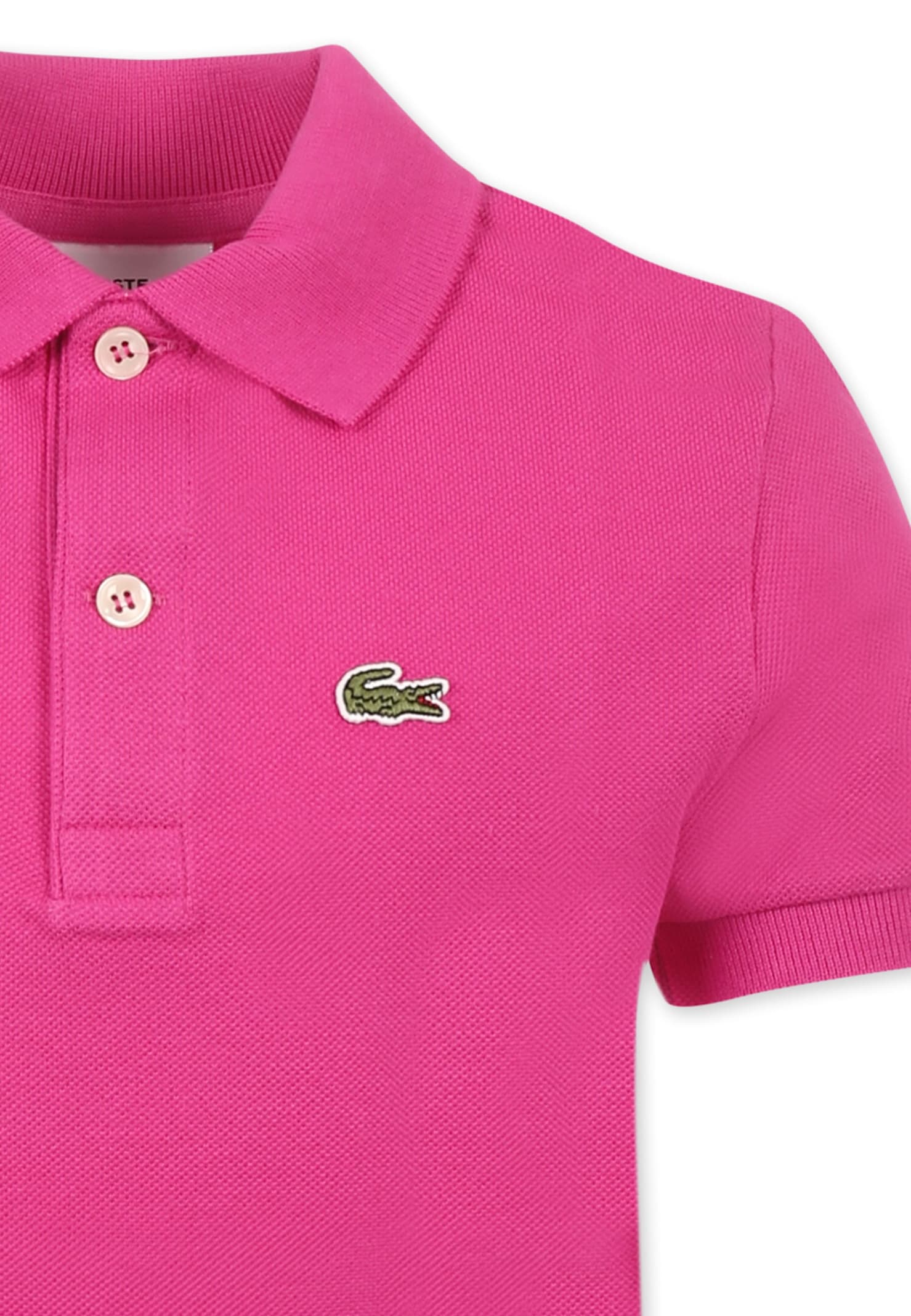 LACOSTE FUCHSIA POLO SHIRT FOR KIDS WITH CROCODILE