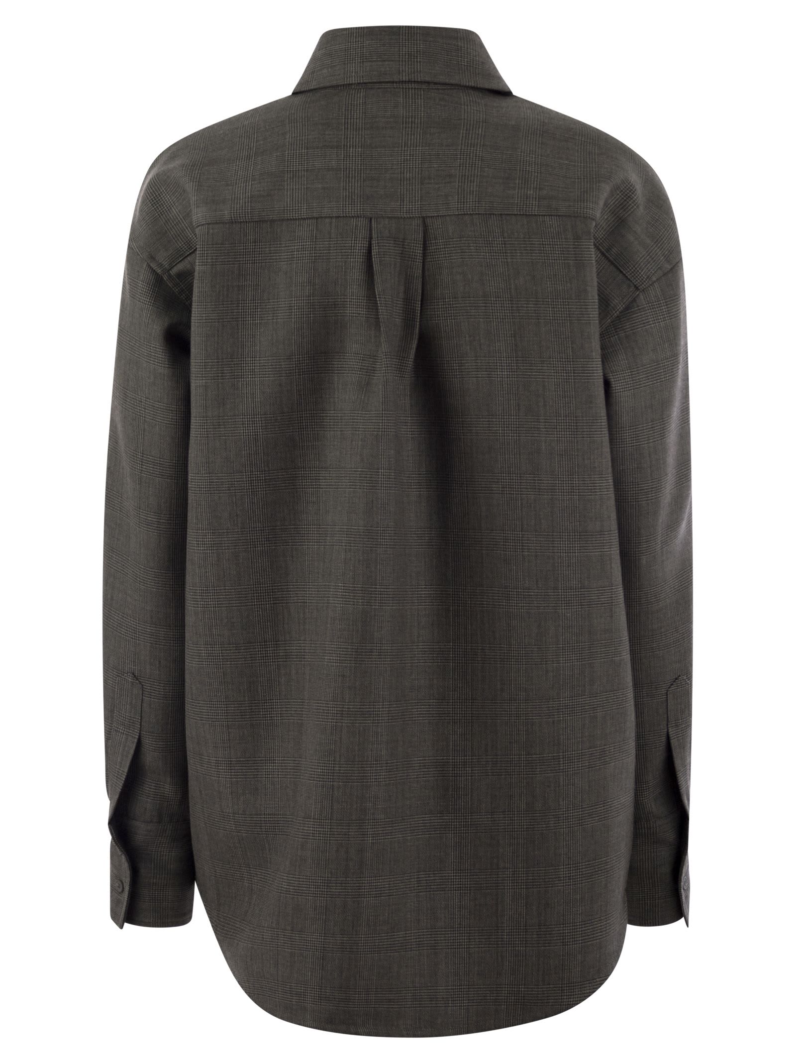 Shop Fabiana Filippi Prince Of Wales Long Shirt In Grey