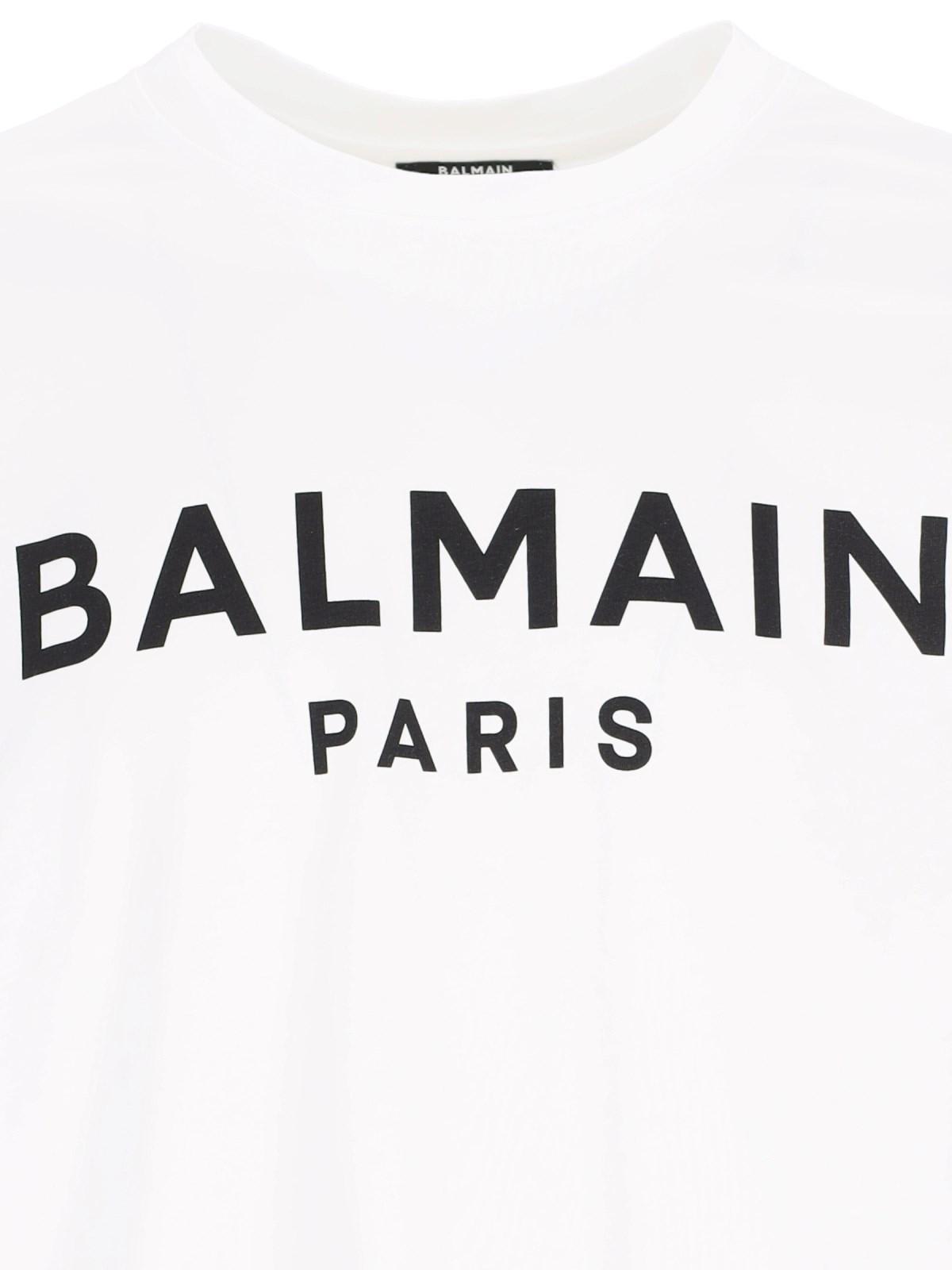 Shop Balmain Logo T-shirt In White