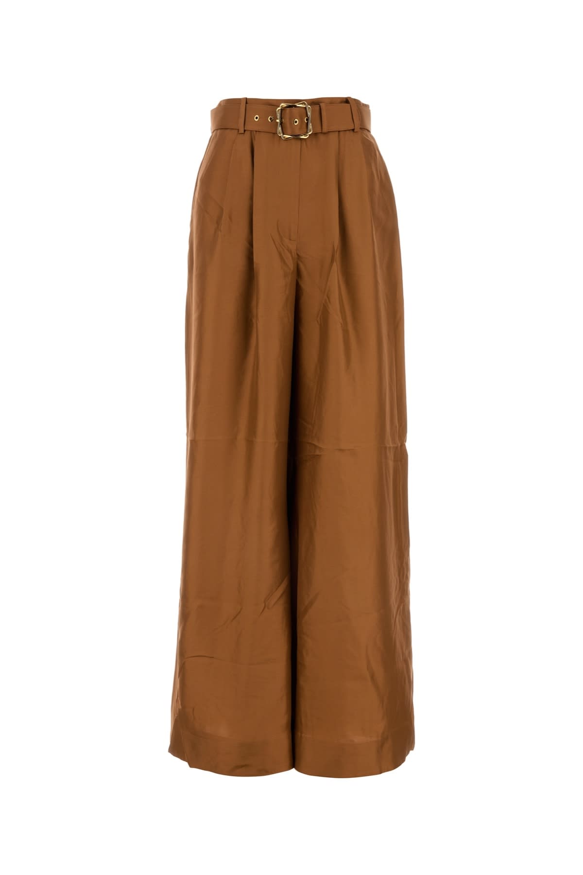 Zimmermann Silk Illustration Wide-leg Pants In Brown