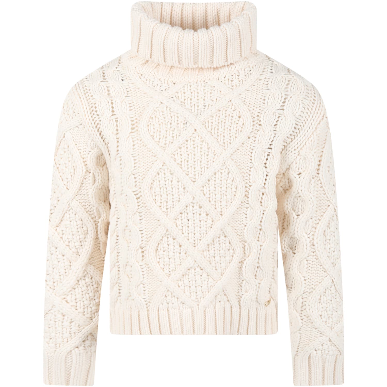 Chloé Ivory Turtleneck For Girl With Logo