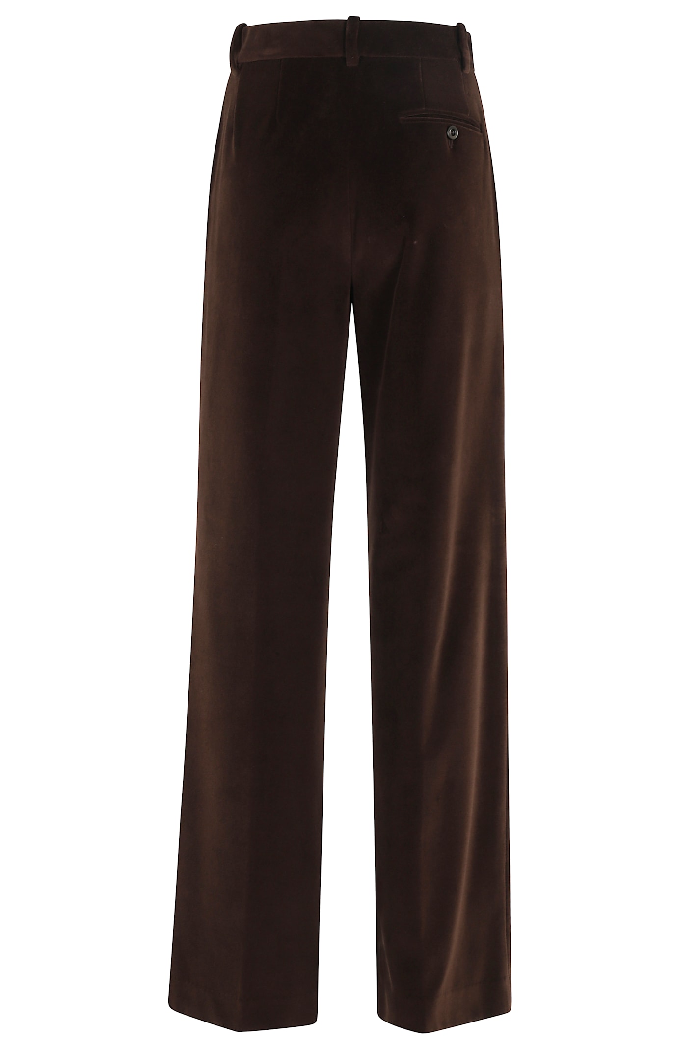 Circolo 1901 Brown Velvet Straight-leg Pants With Mid-rise Waist In Black
