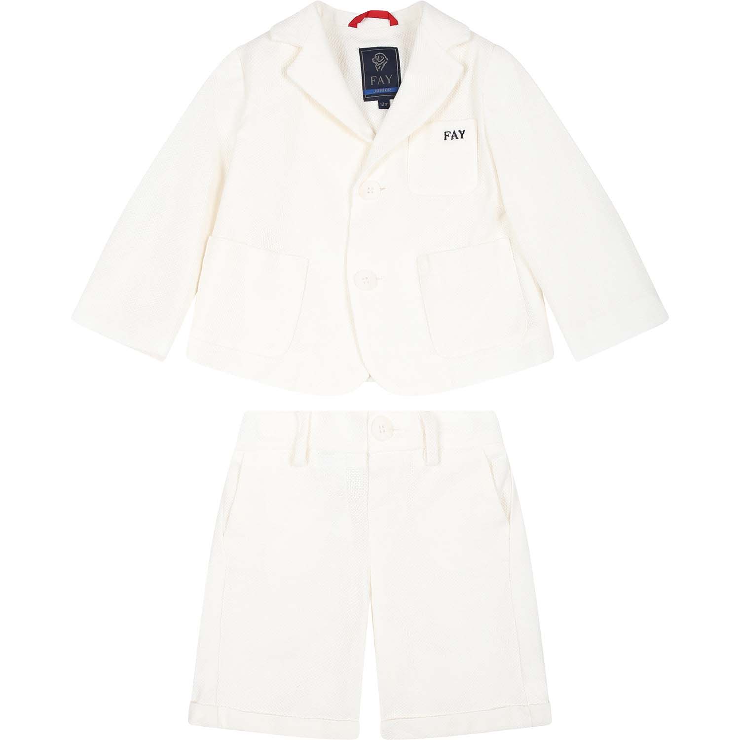 Shop Fay Ivory Suit For Baby Boy With Logo