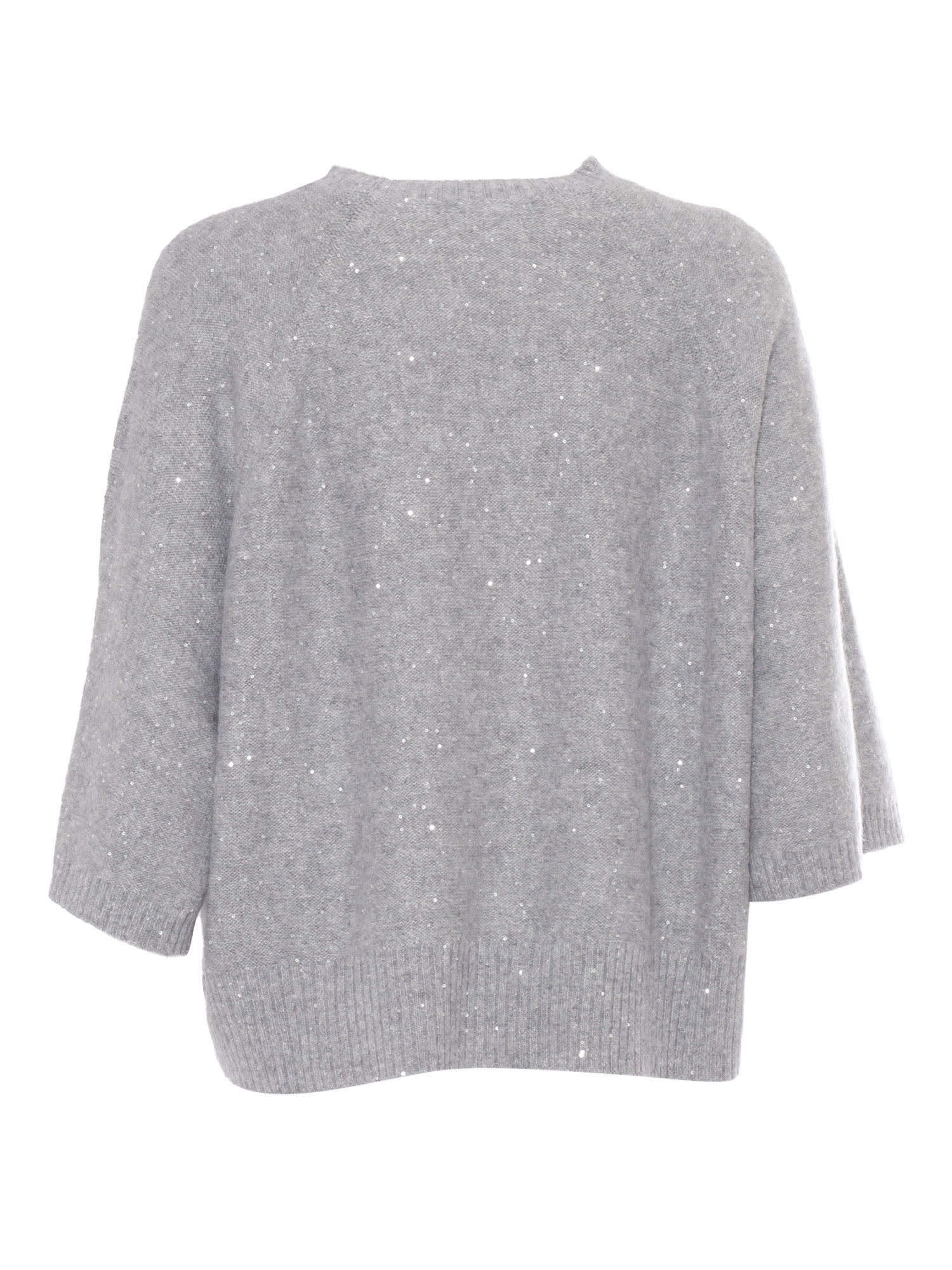 Shop Fabiana Filippi Cropped Short Sleeve Cape In Grey