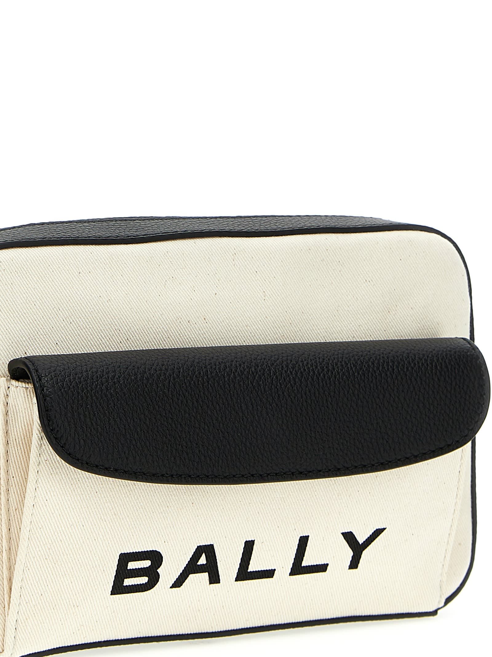 Shop Bally Bar Daniel Crossbody Bag In White/black