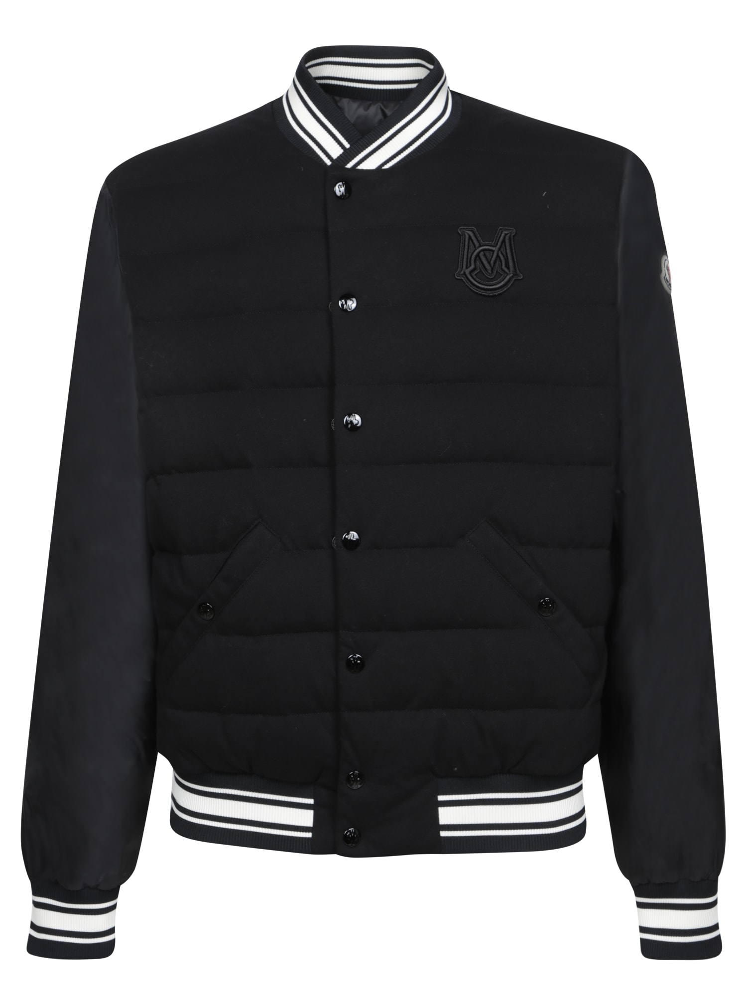 Shop Moncler Bouchet Black Bomber Jacket