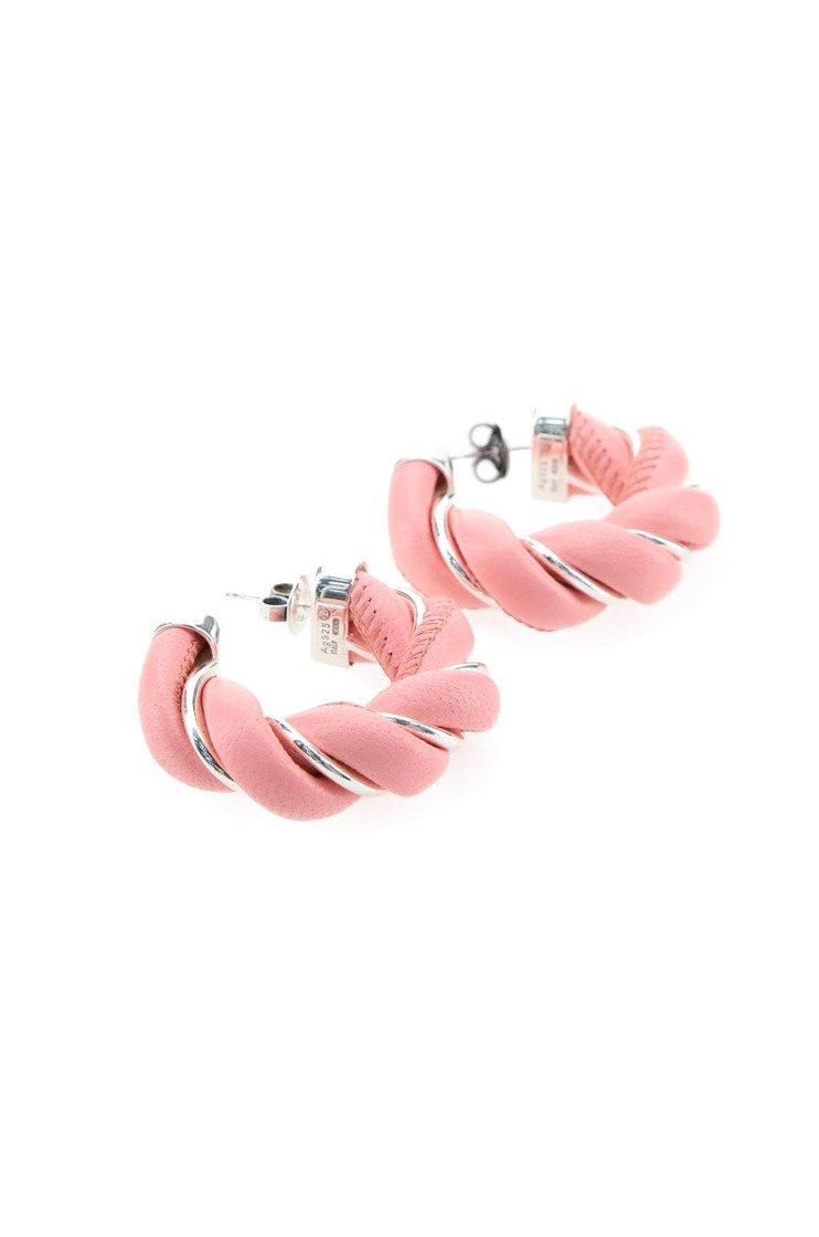 Shop Bottega Veneta Twist Hoop Earrings In Pink