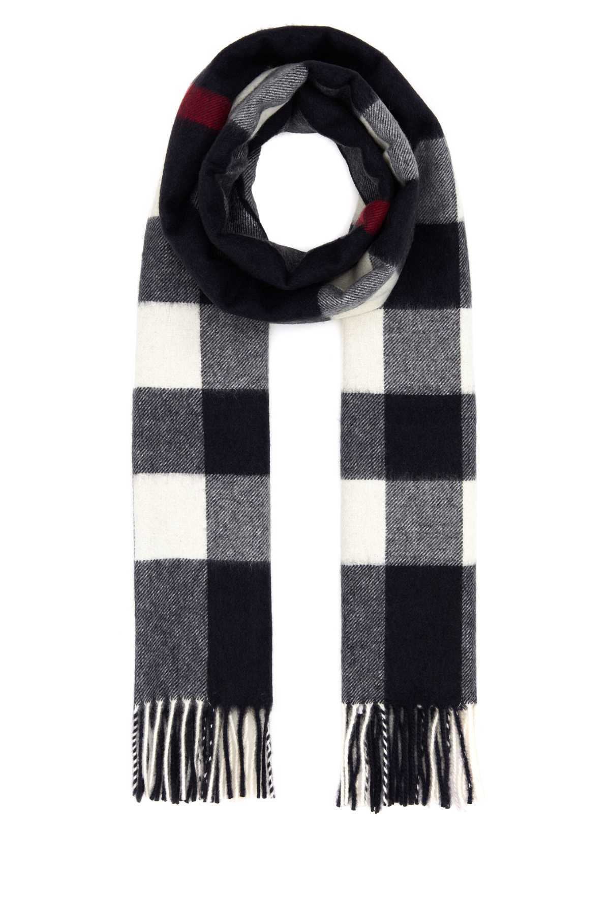 Shop Burberry Embroidered Cashmere Scarf In Navy