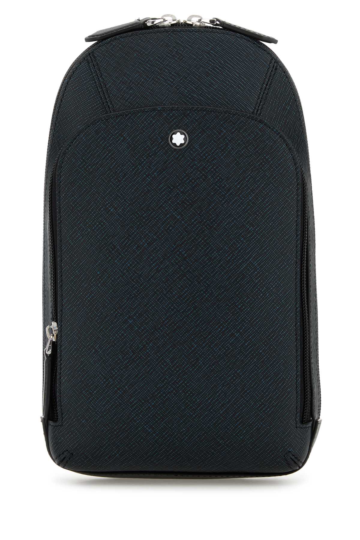 Montblanc Textured Leather Crossbody Messenger Bag In Black