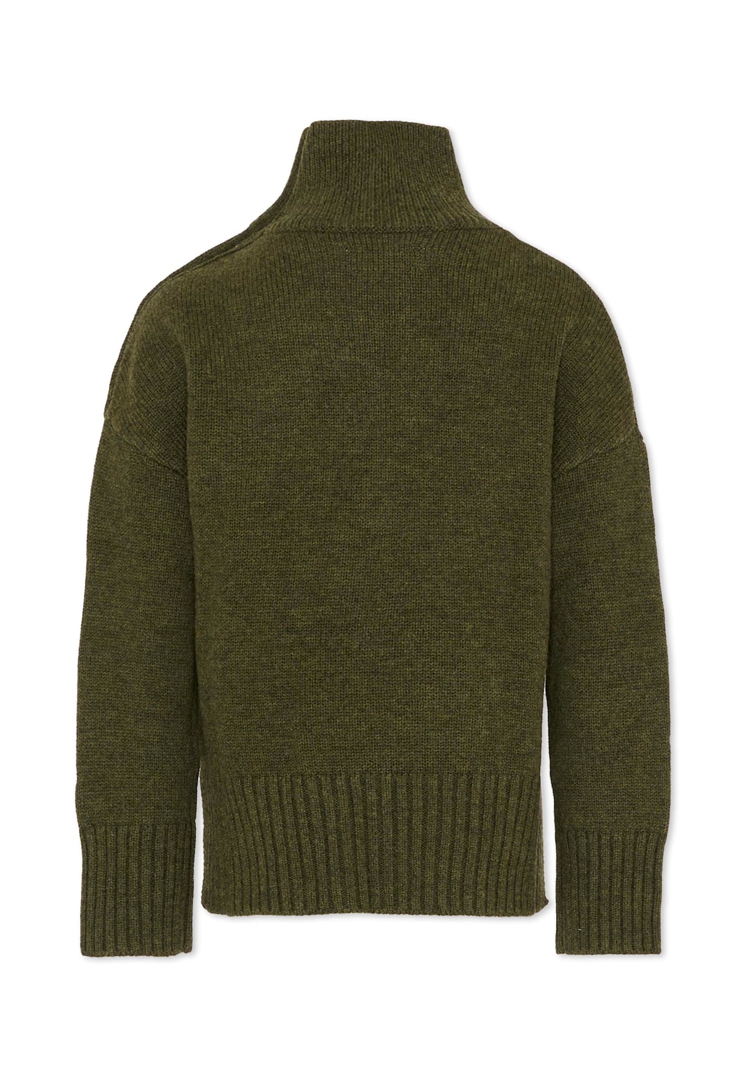Zadig & Voltaire Green Turtleneck For Girl With Writing In Green
