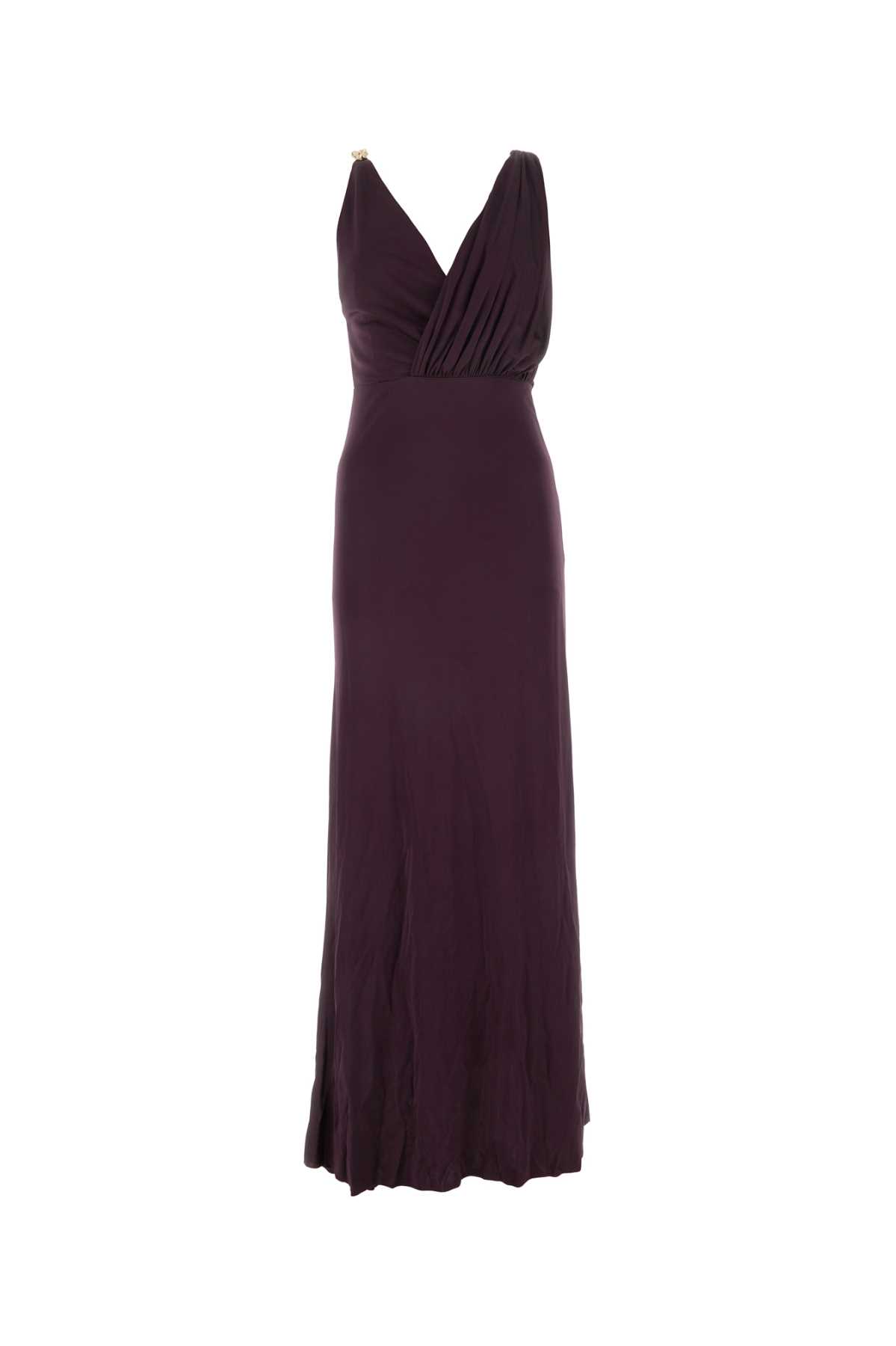 Shop Lanvin Grape Viscose Long Dress In Cassis