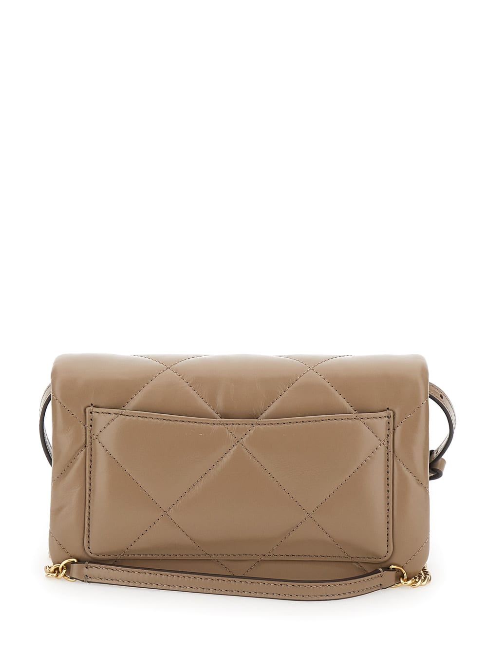 Shop Tory Burch Wallet On Chain Kira Diamond Bag In Beige