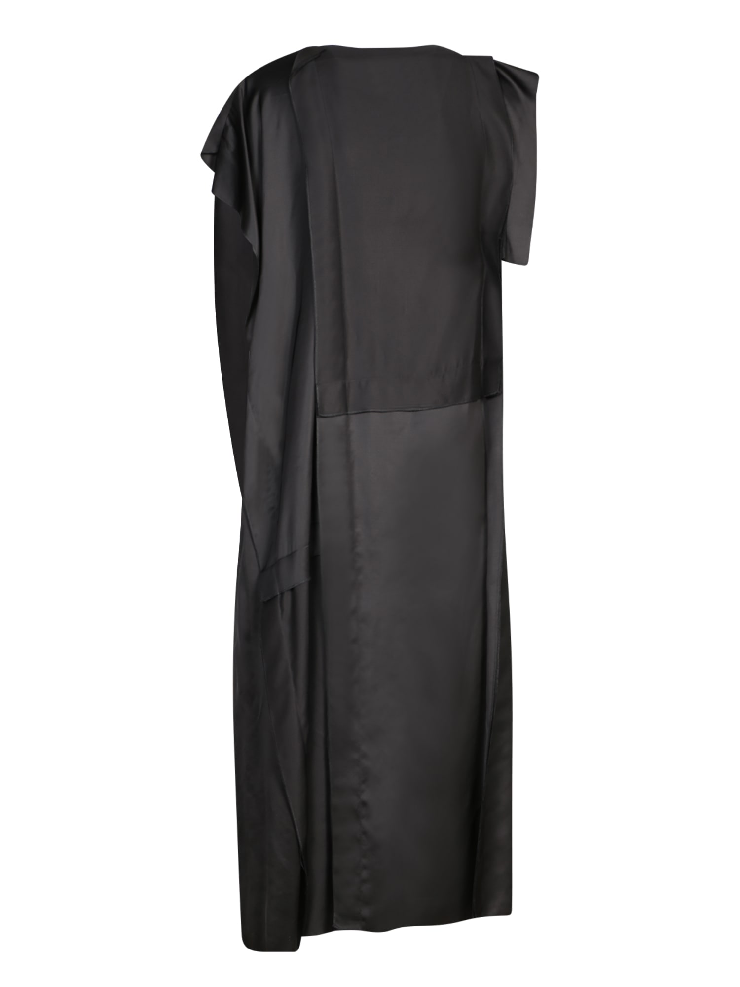 Shop Mm6 Maison Margiela Black Asymmetric Viscose Midi Dress