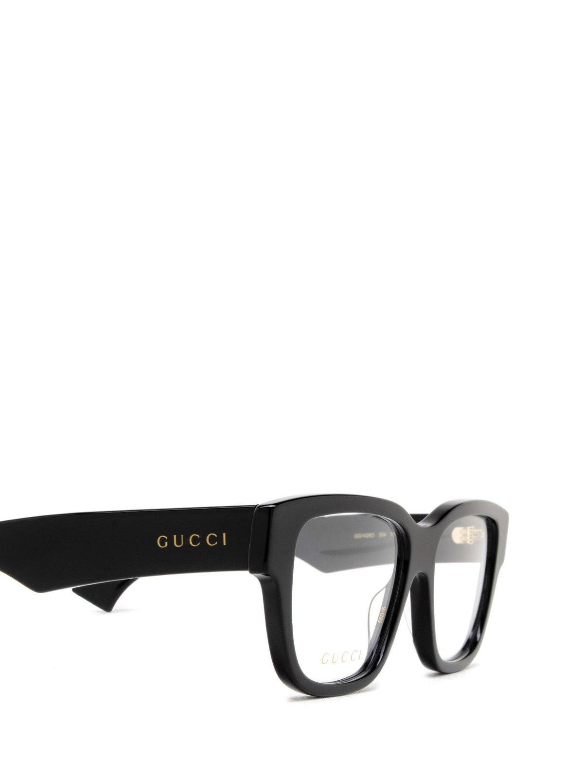 Shop Gucci Rectangle Frame Glasses In 004 Black Black Transpare