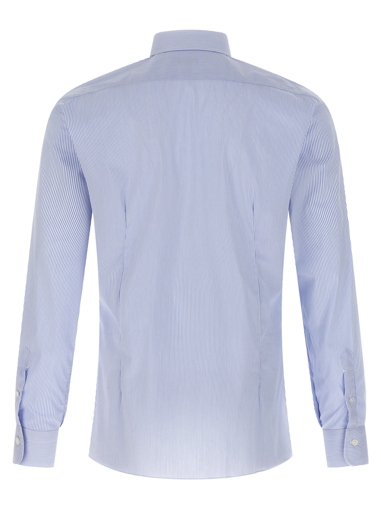 Barba Napoli Barba Slim Fit Striped Cotton Poplin Shirt In Blue