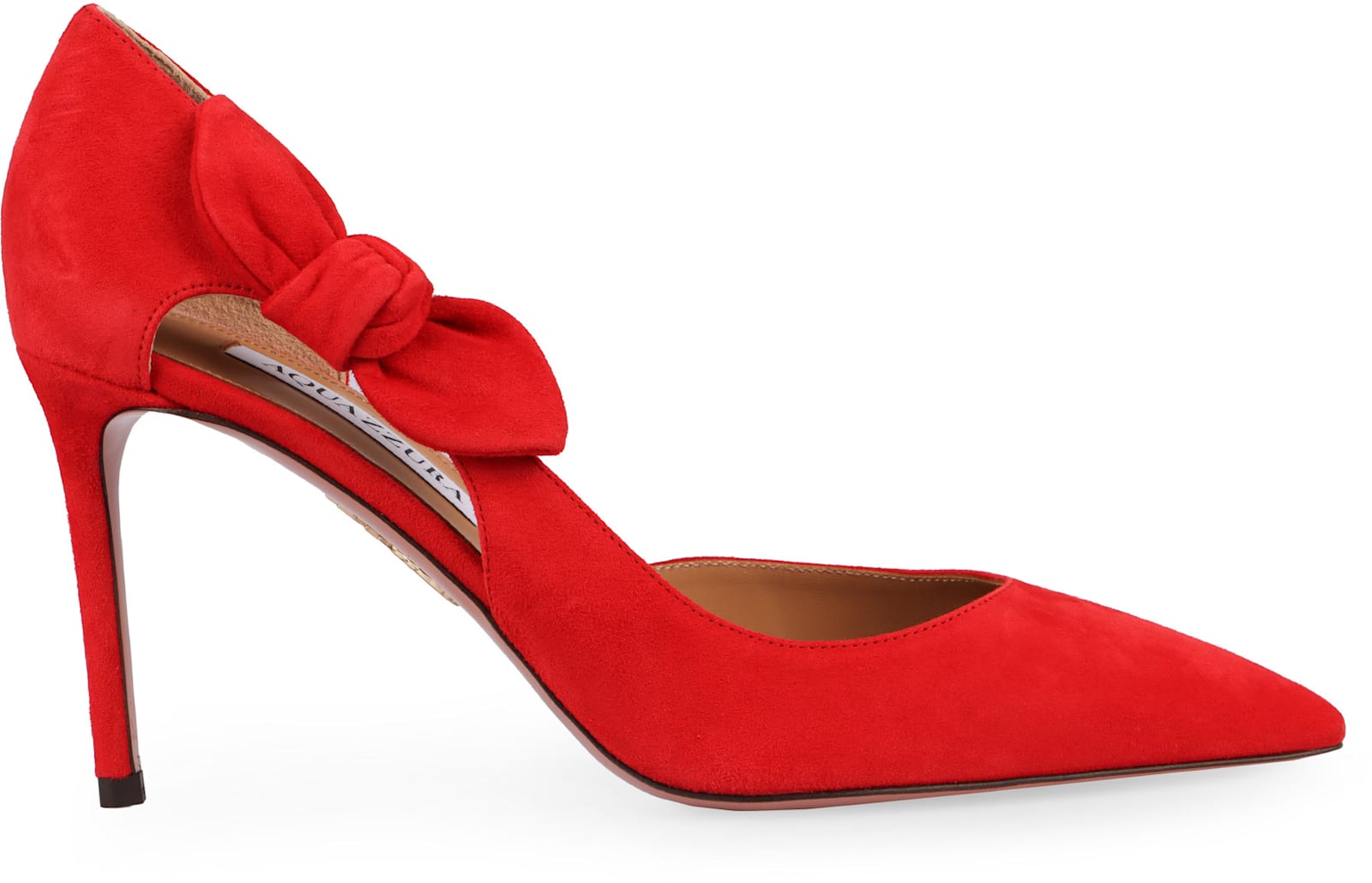 Shop Aquazzura Very Bow Tie Suede Pumps In Red