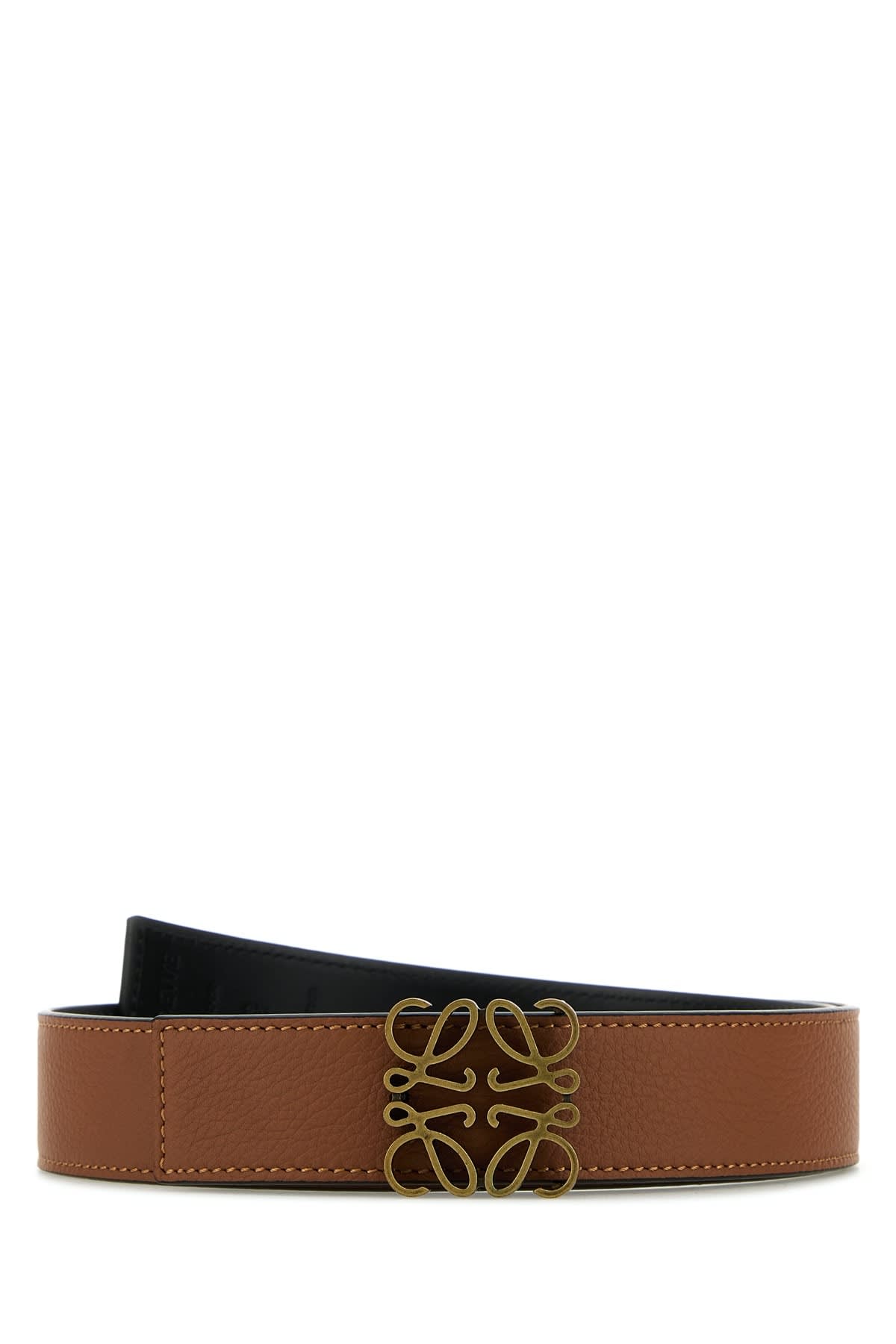 Shop Loewe Reversible Anagram Belt 3.5cm In Tanblackoldgold