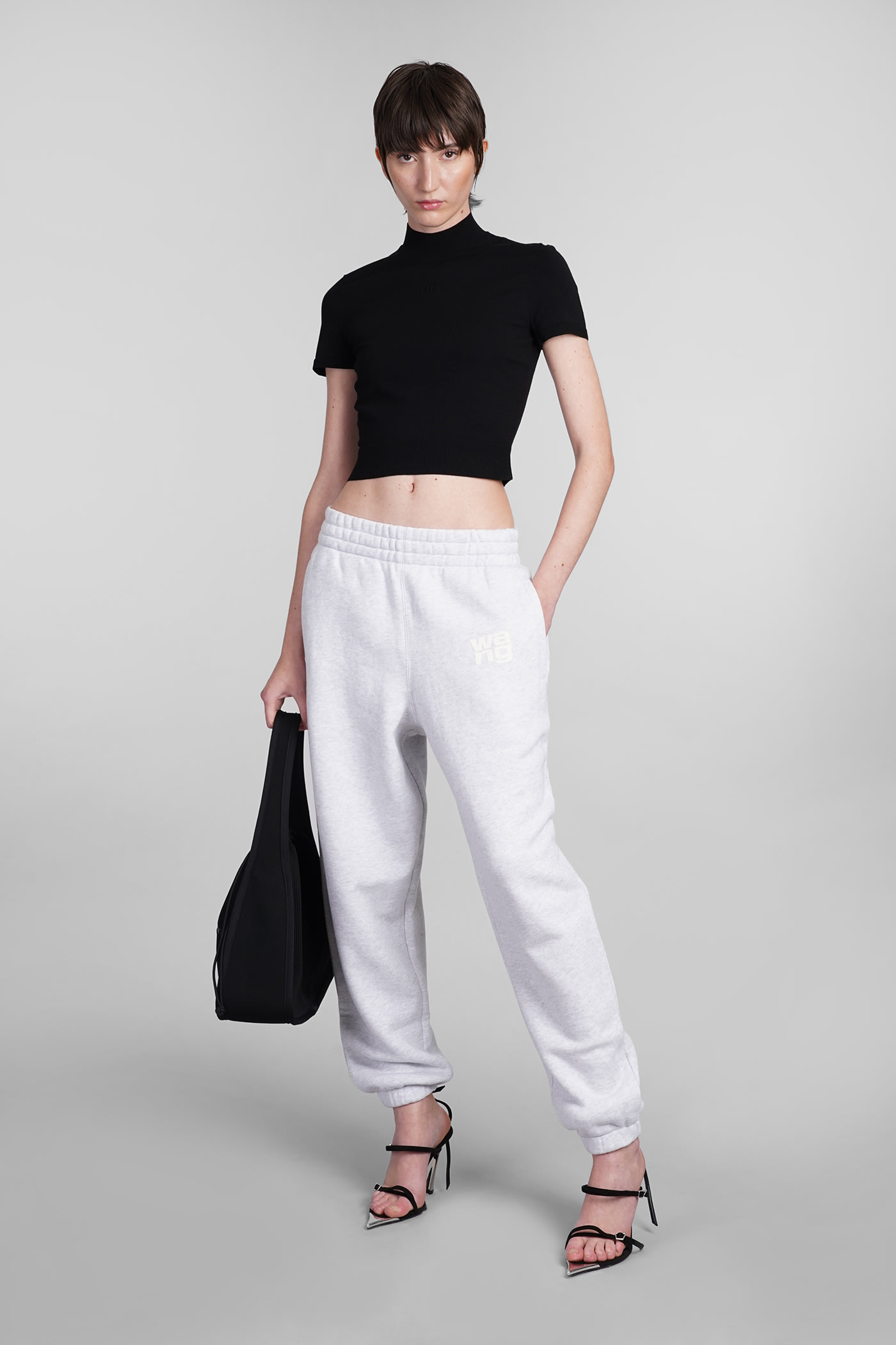 Alexander Wang T T By Alexander Wang Slim-fit High Neck T-shirt With Subtle Logo In Black