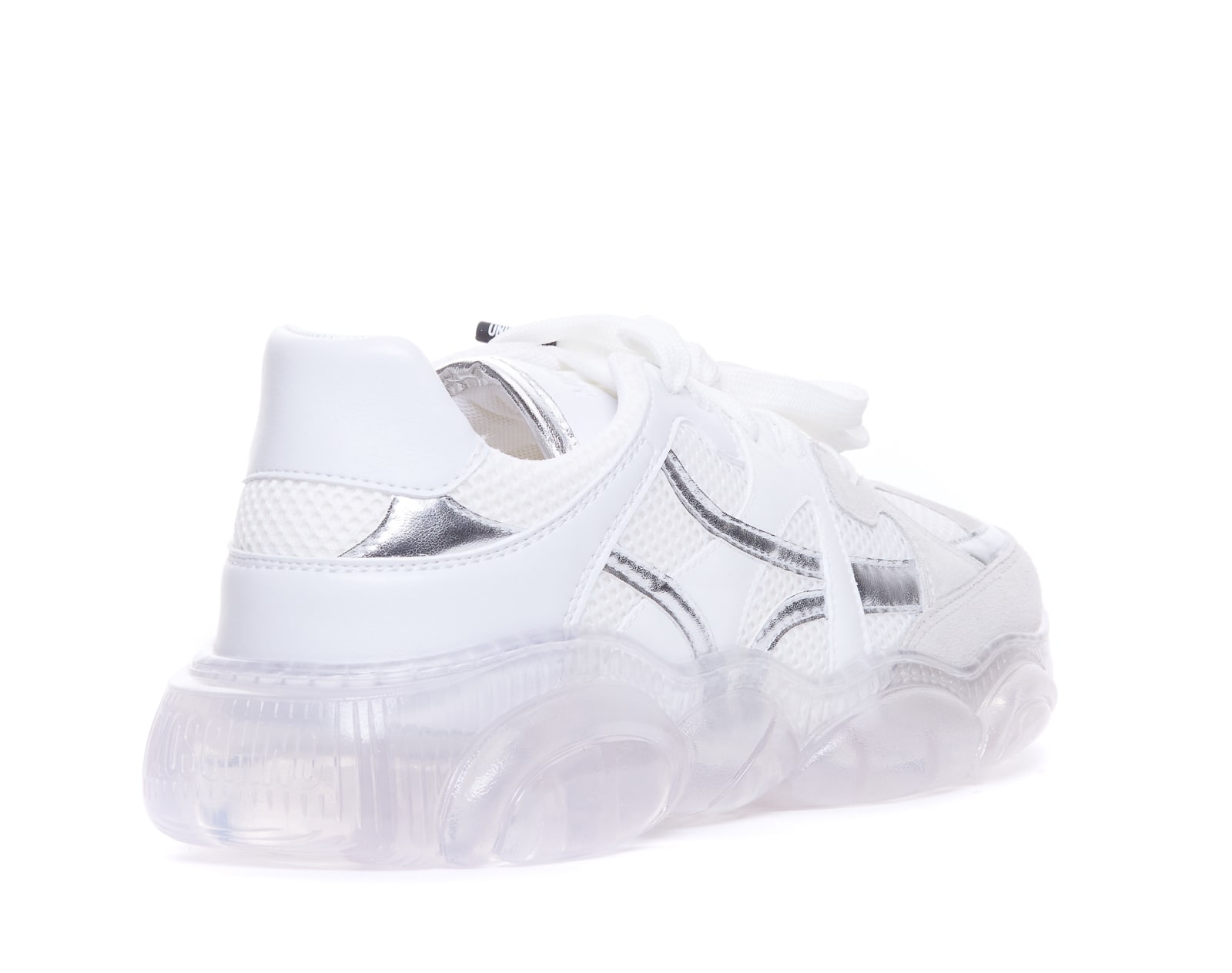 Shop Moschino Teddy Shoes With Transparent Sole In White