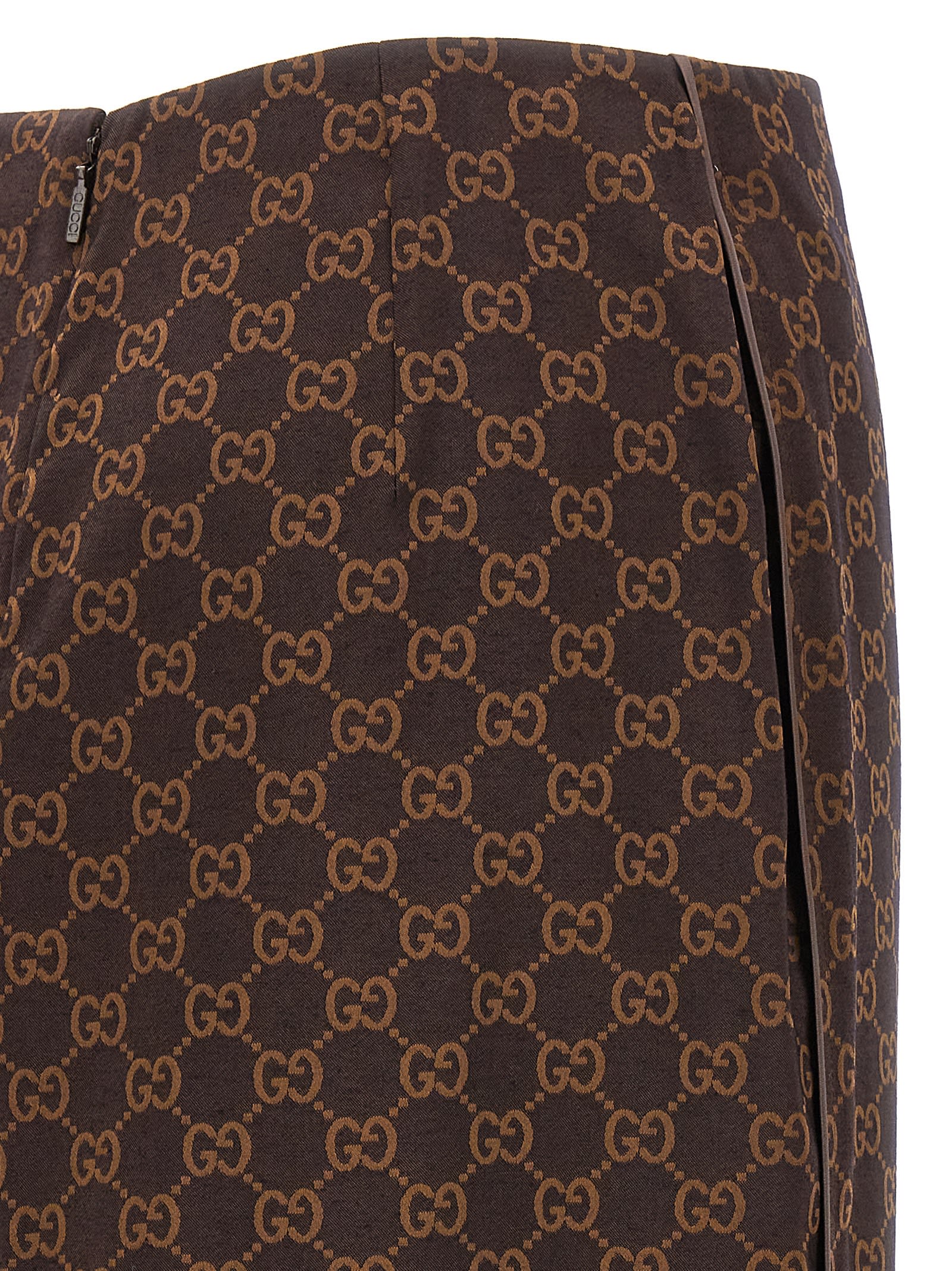 Shop Gucci Gg Skirt In Brown