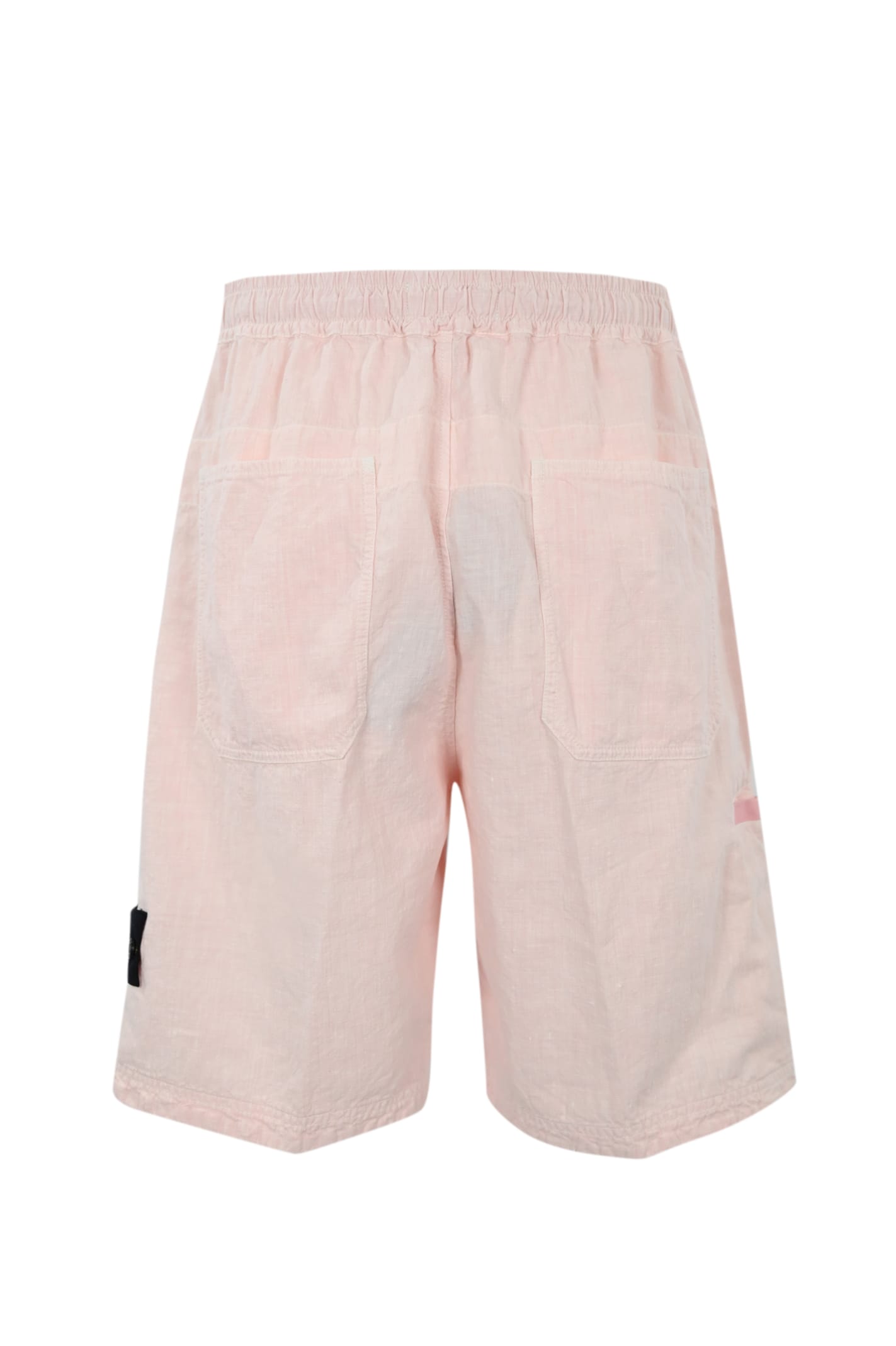 Shop Stone Island Linen Bermuda Shorts L0530 In Pink