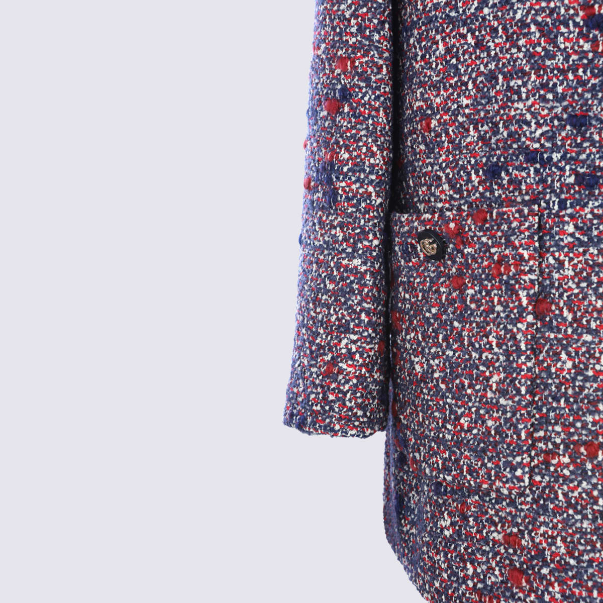 Gucci Womens Blue Red Mc Boucle-texture Round-neck Wool-blend Jacket In Purple