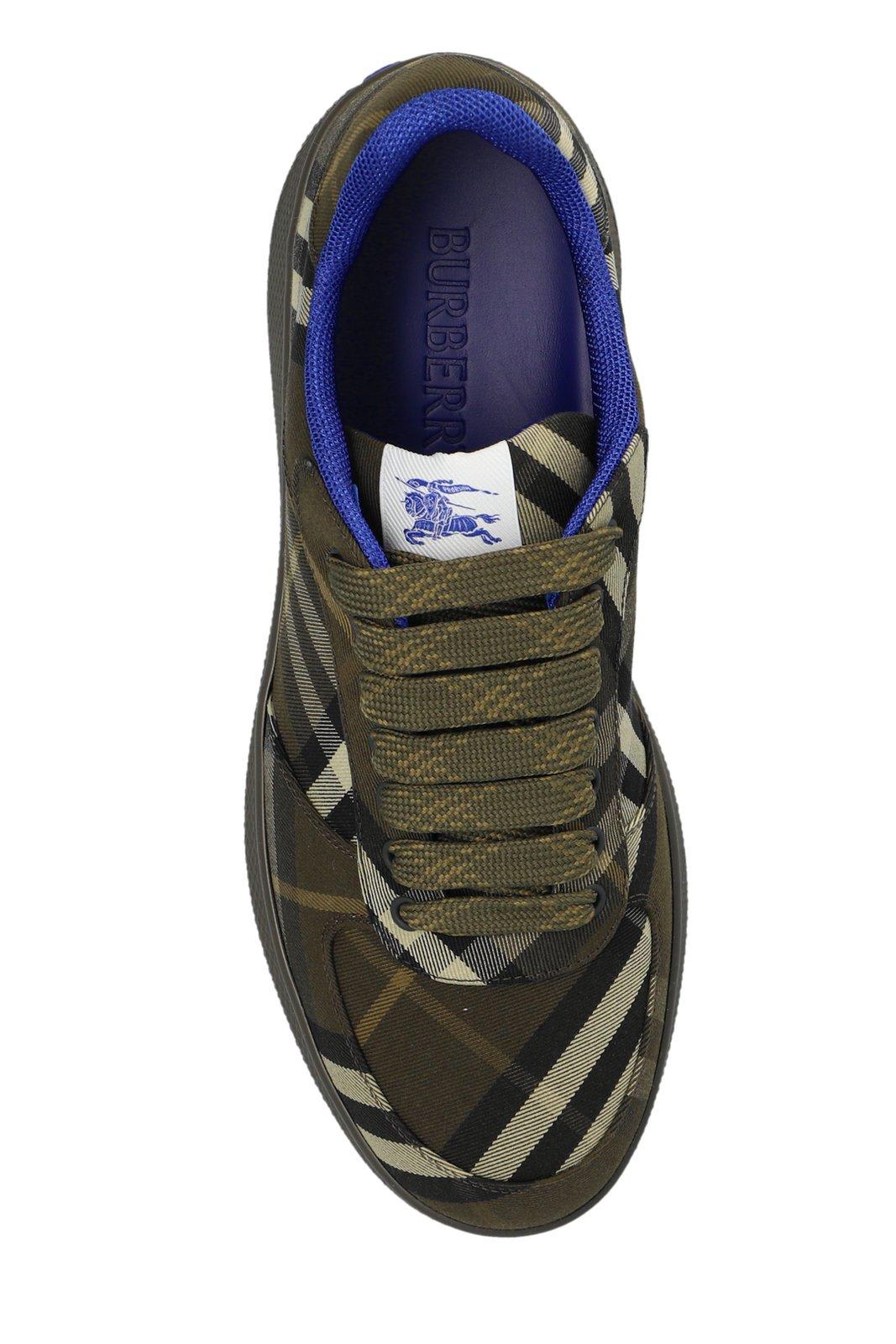 Shop Burberry Checked Terrace Lace-up Sneakers In Green