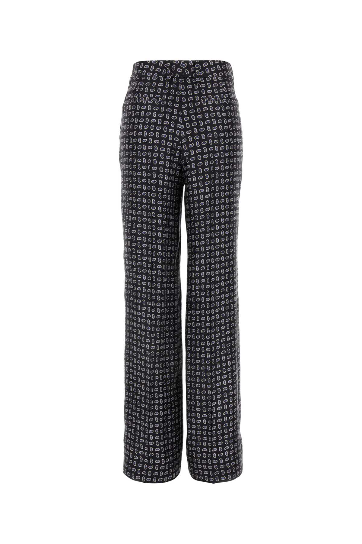 Shop Prada Printed Silk Pant In Bleu