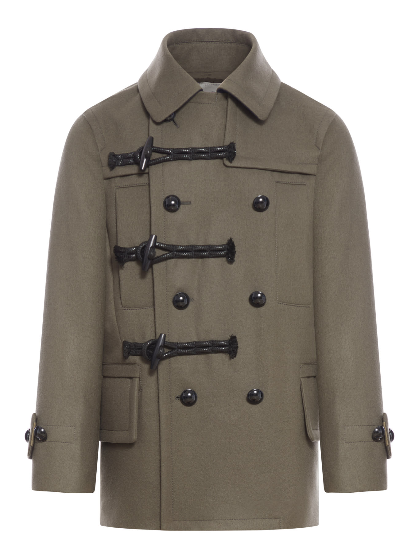 Shop Sacai Wool Melton Jacket In Khaki