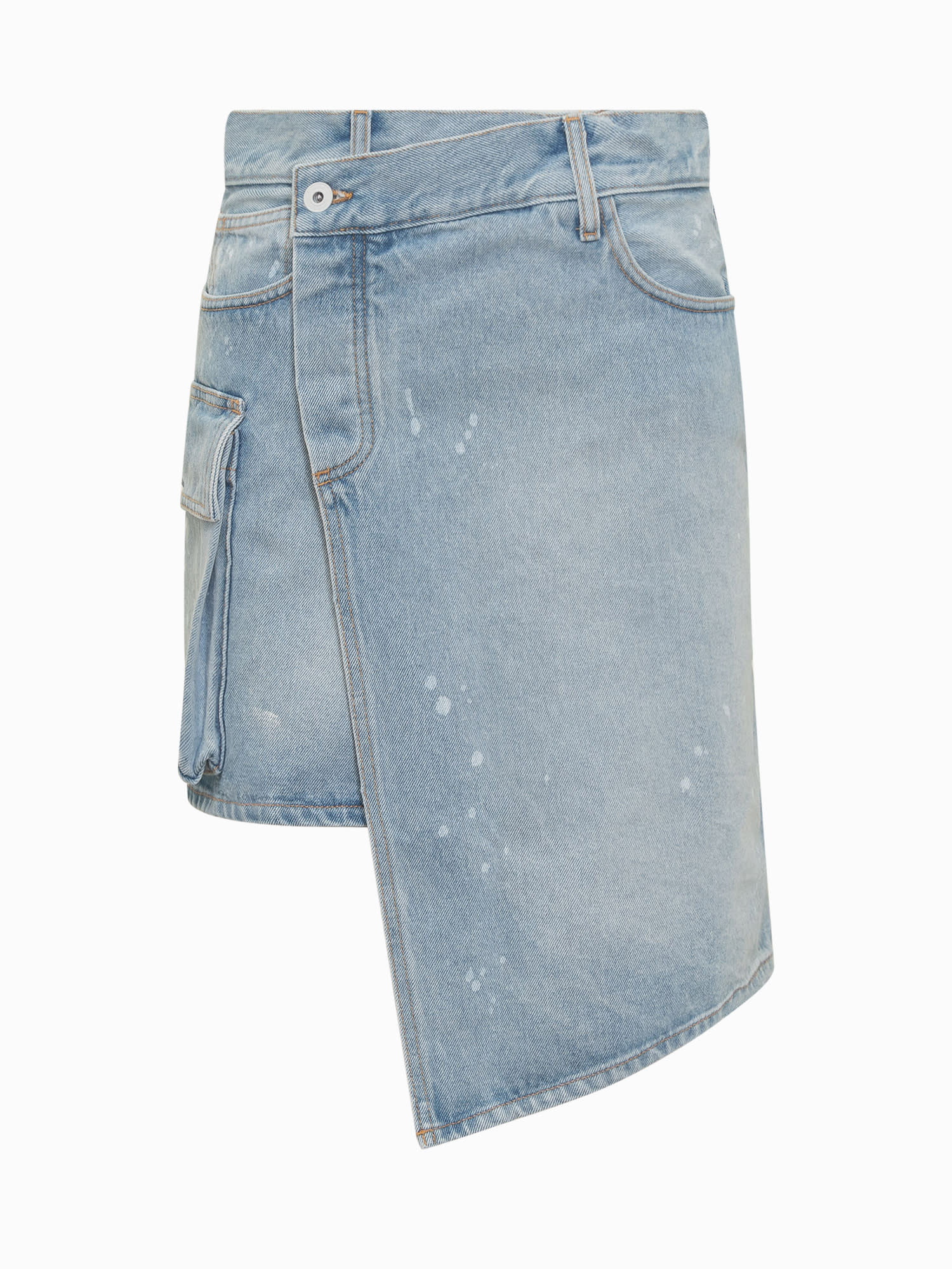 Off-white Asymmetric Denim Miniskirt In Light Blue