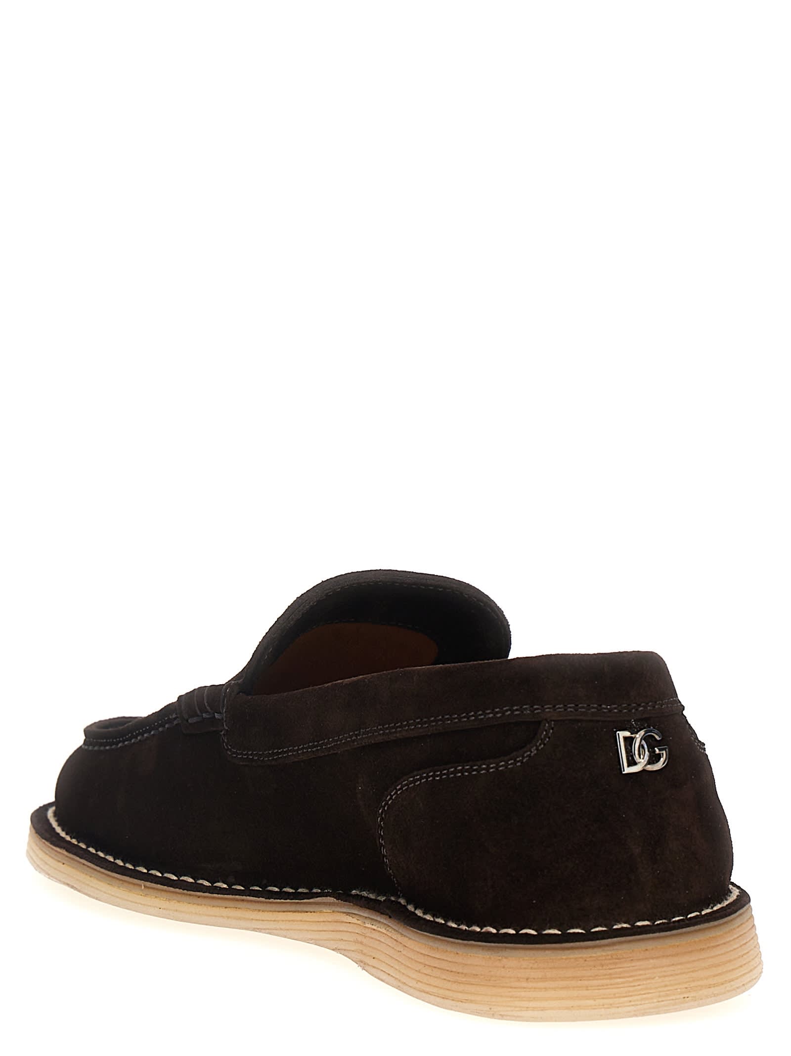 Shop Dolce & Gabbana Suede Loafers In Brown