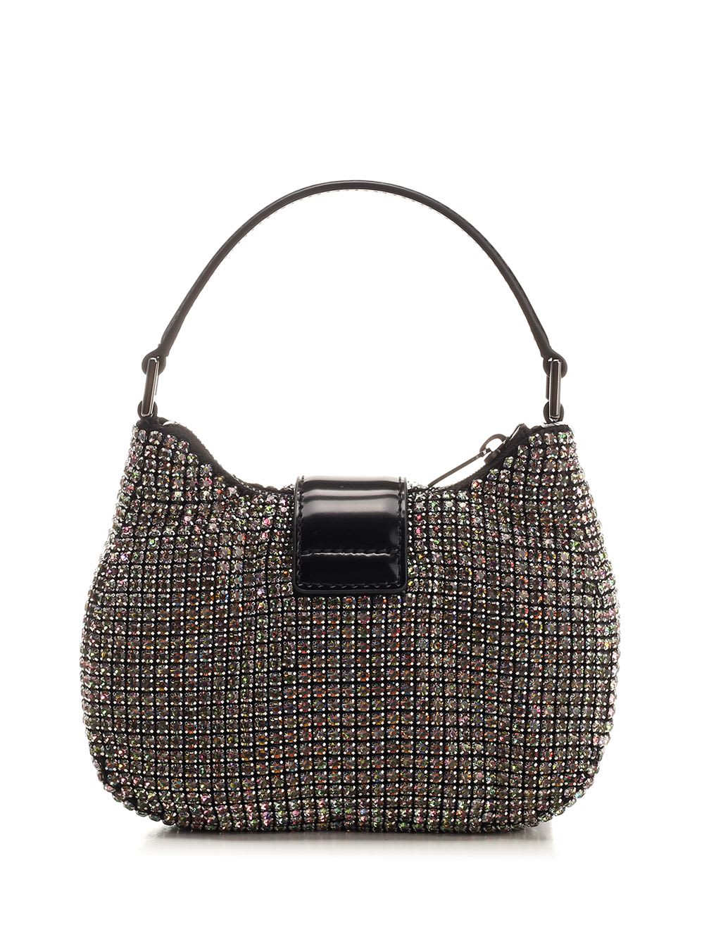 Shop Self-portrait Rhinestones Hobo Bag In Silver