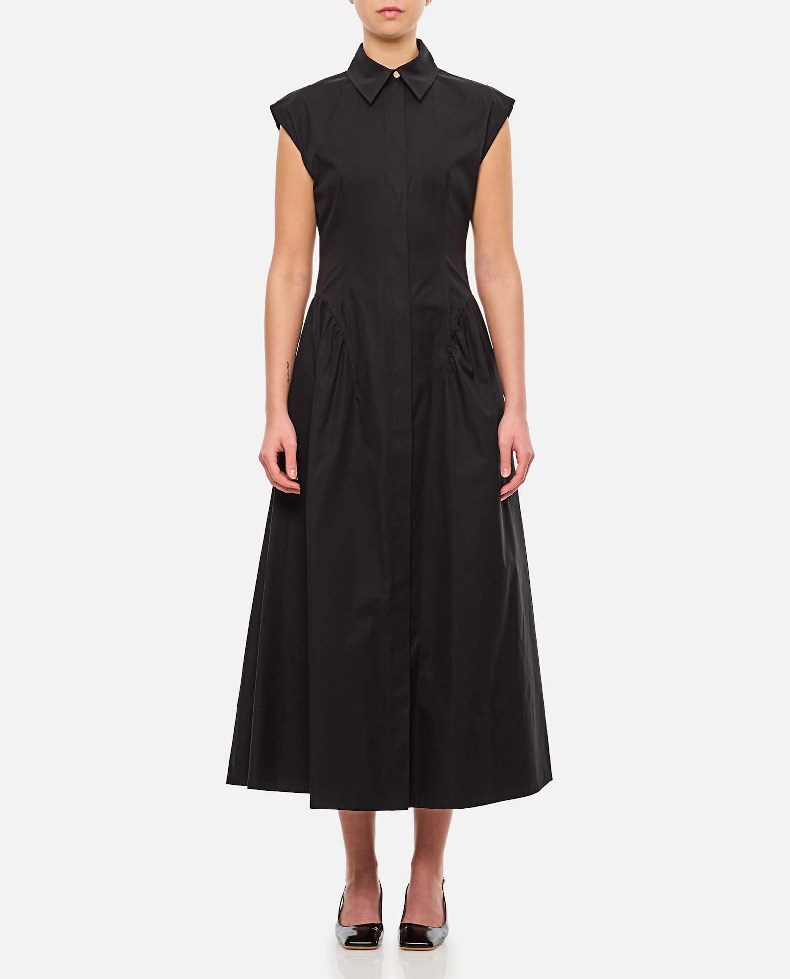 Sportmax Cotton Flared Skirt Midi Length Dress