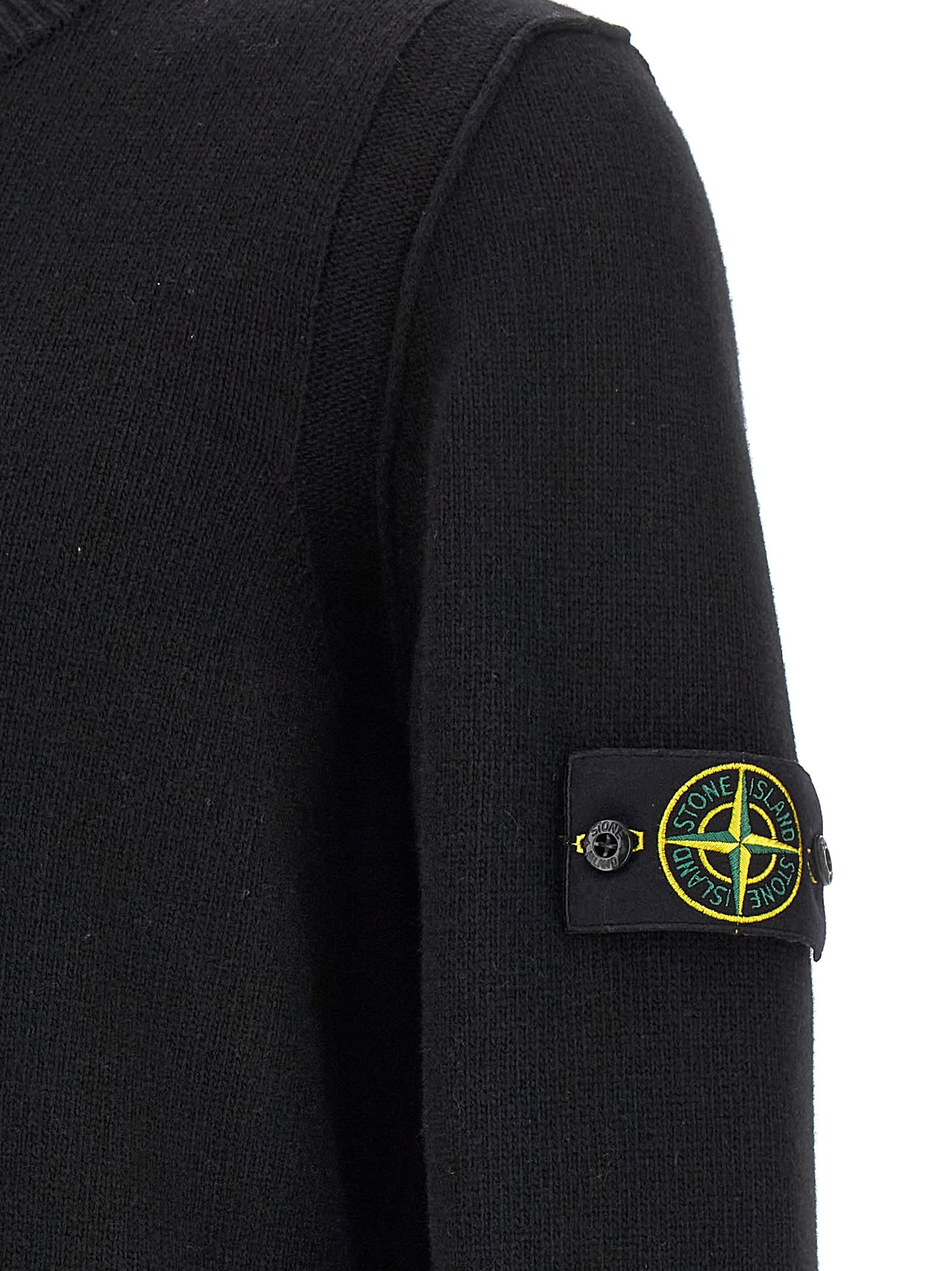 Shop Stone Island Logo Patch Sweater In Black