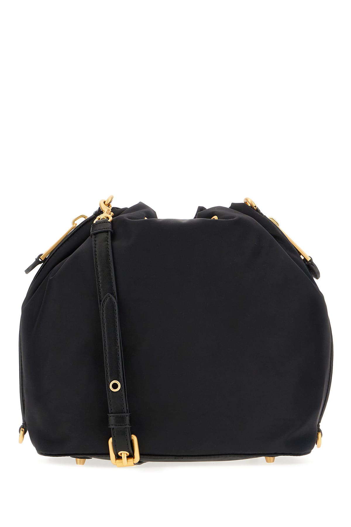 Shop Moschino Black Nylon Bucket Bag In B1555