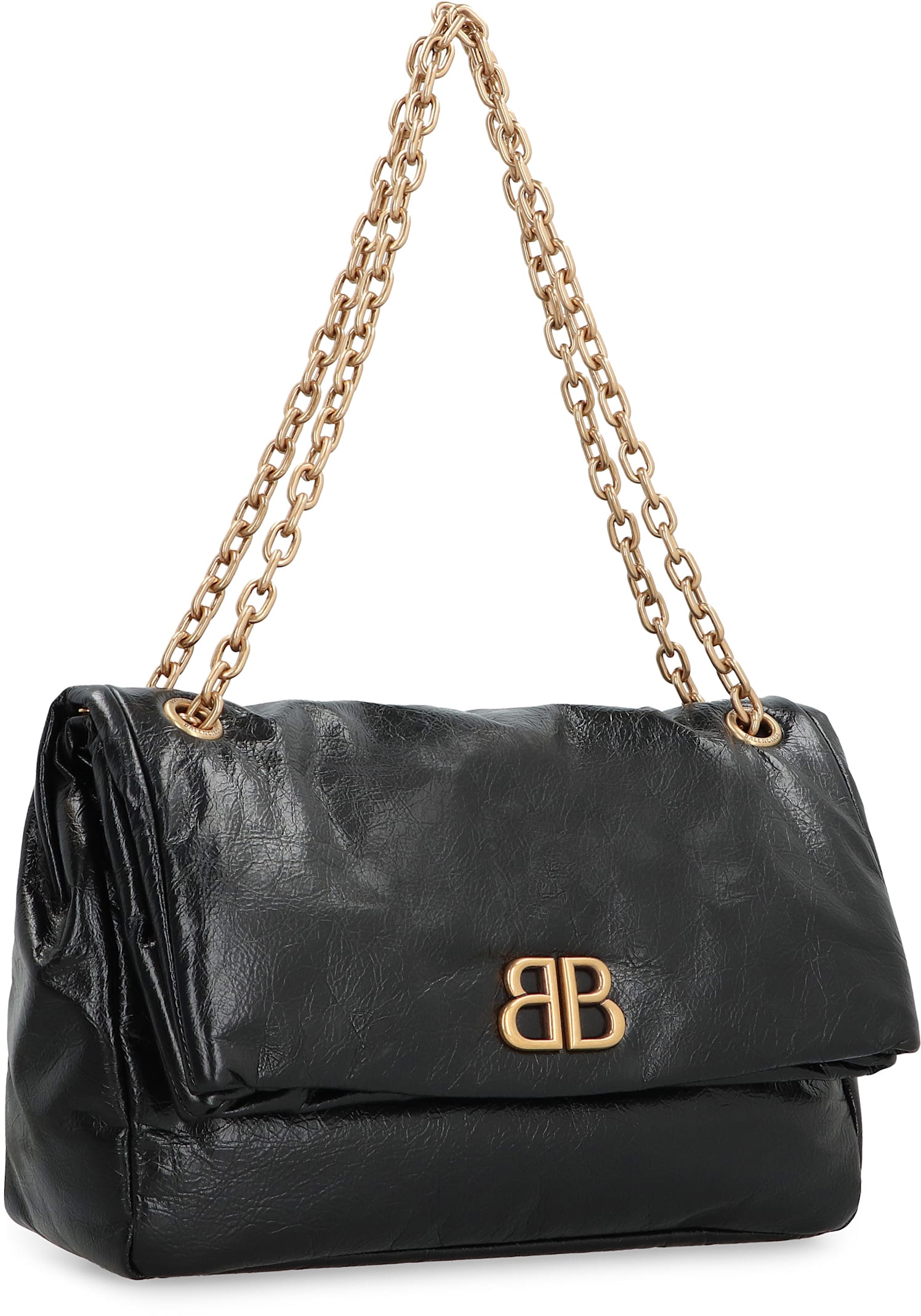 Shop Balenciaga Monaco Medium Leather Shoulder Bag In Black