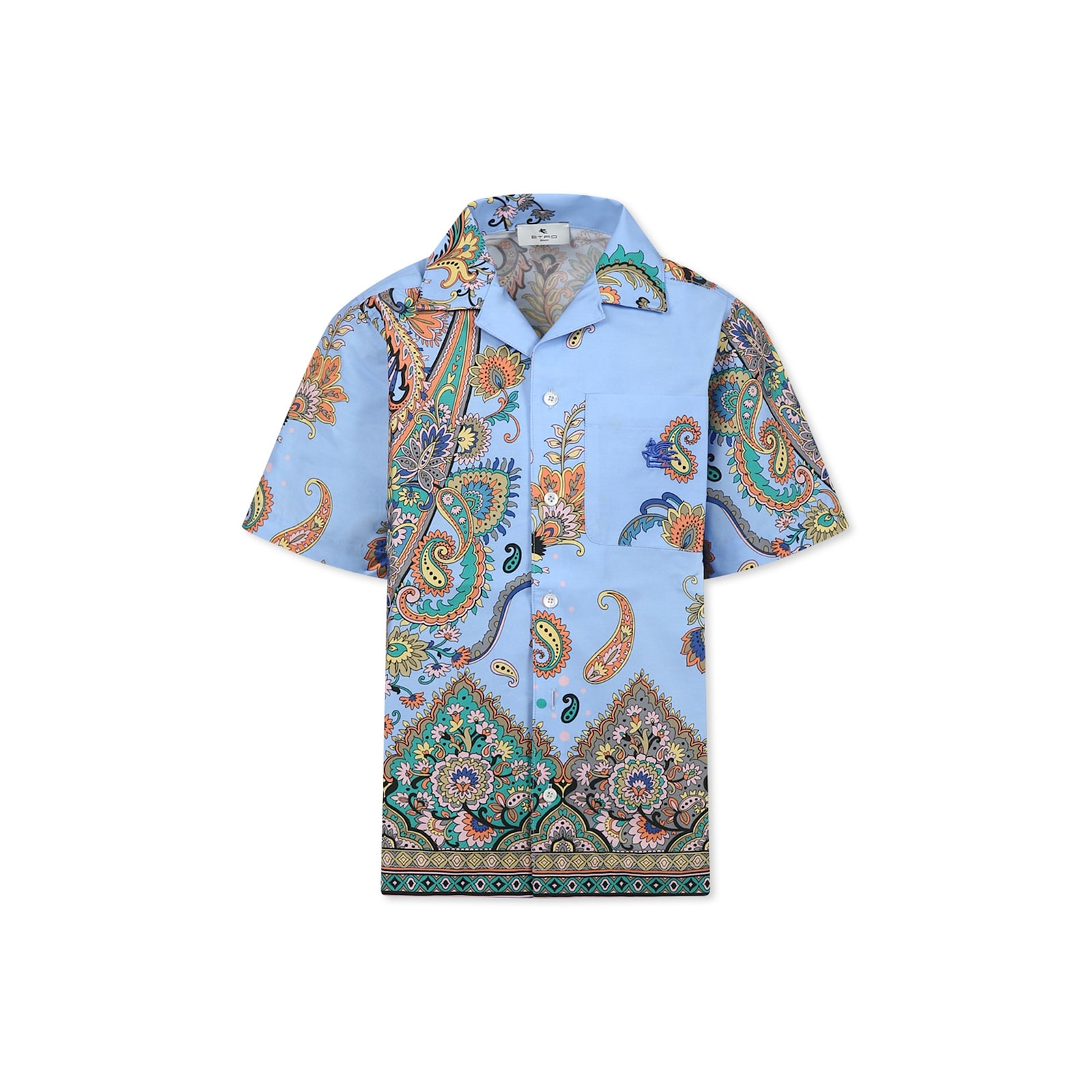Shop Etro Light Blue Shirt For Boy With Paisley Print