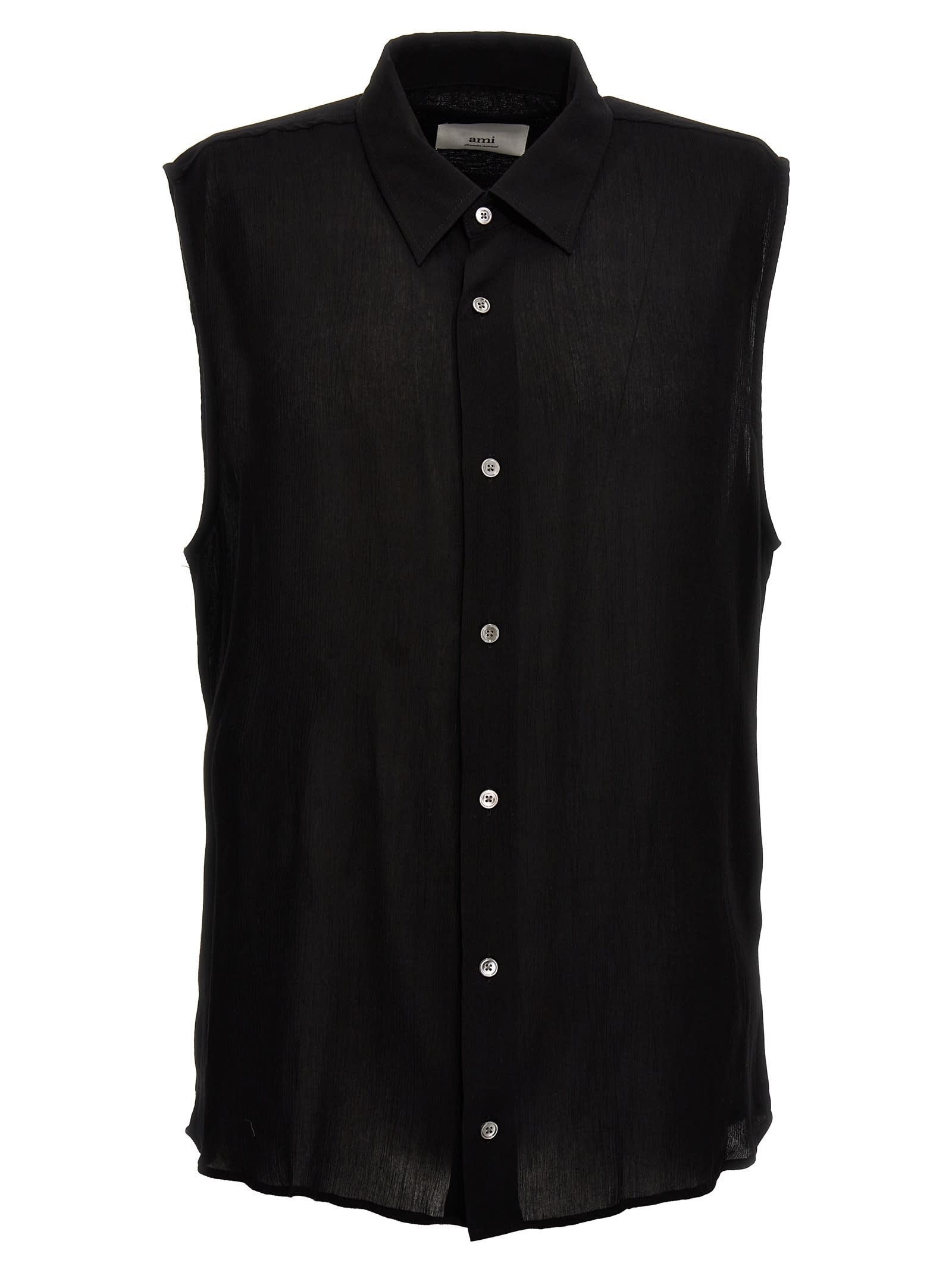 Shop Ami Alexandre Mattiussi Sleeveless Shirt In 001 Black