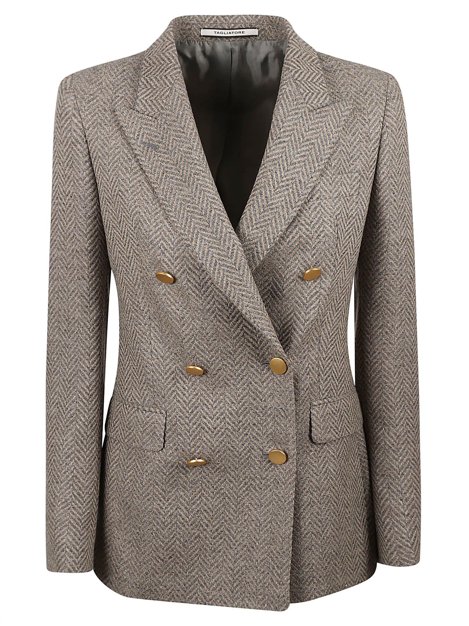 Shop Tagliatore Jackets In Beige/grigio