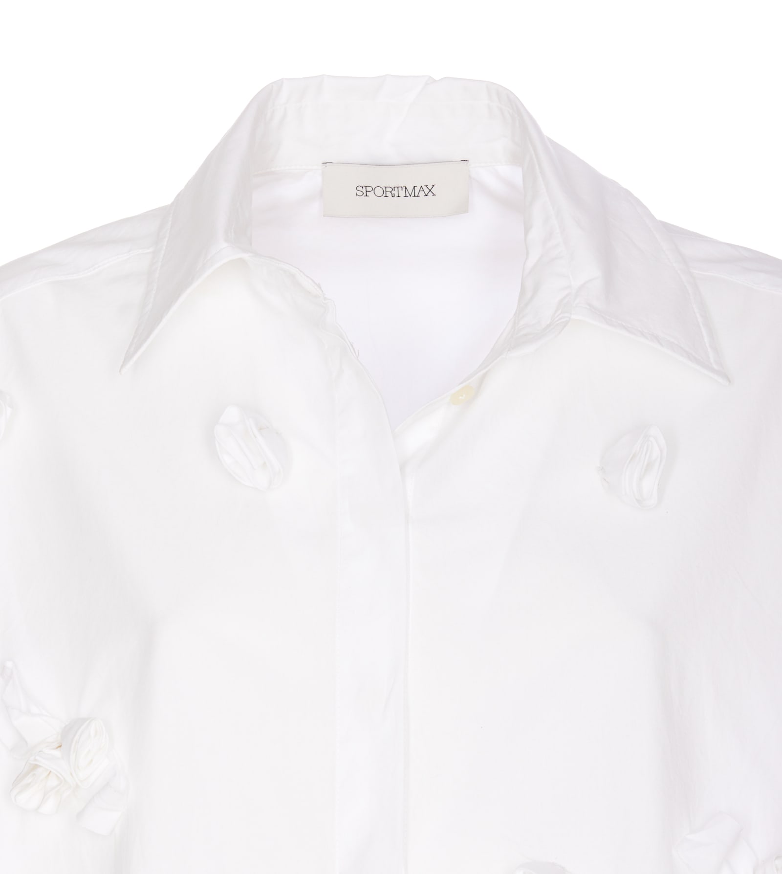 Shop Sportmax Oversized 3d Rose Detail Shirt In White