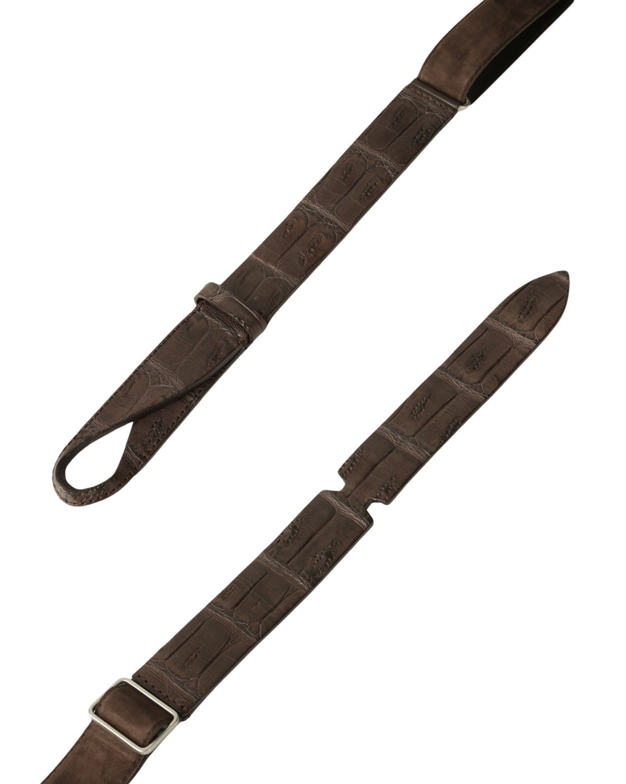 Orciani Crocodile Textured Suede Belt In Rich Brown In Brown