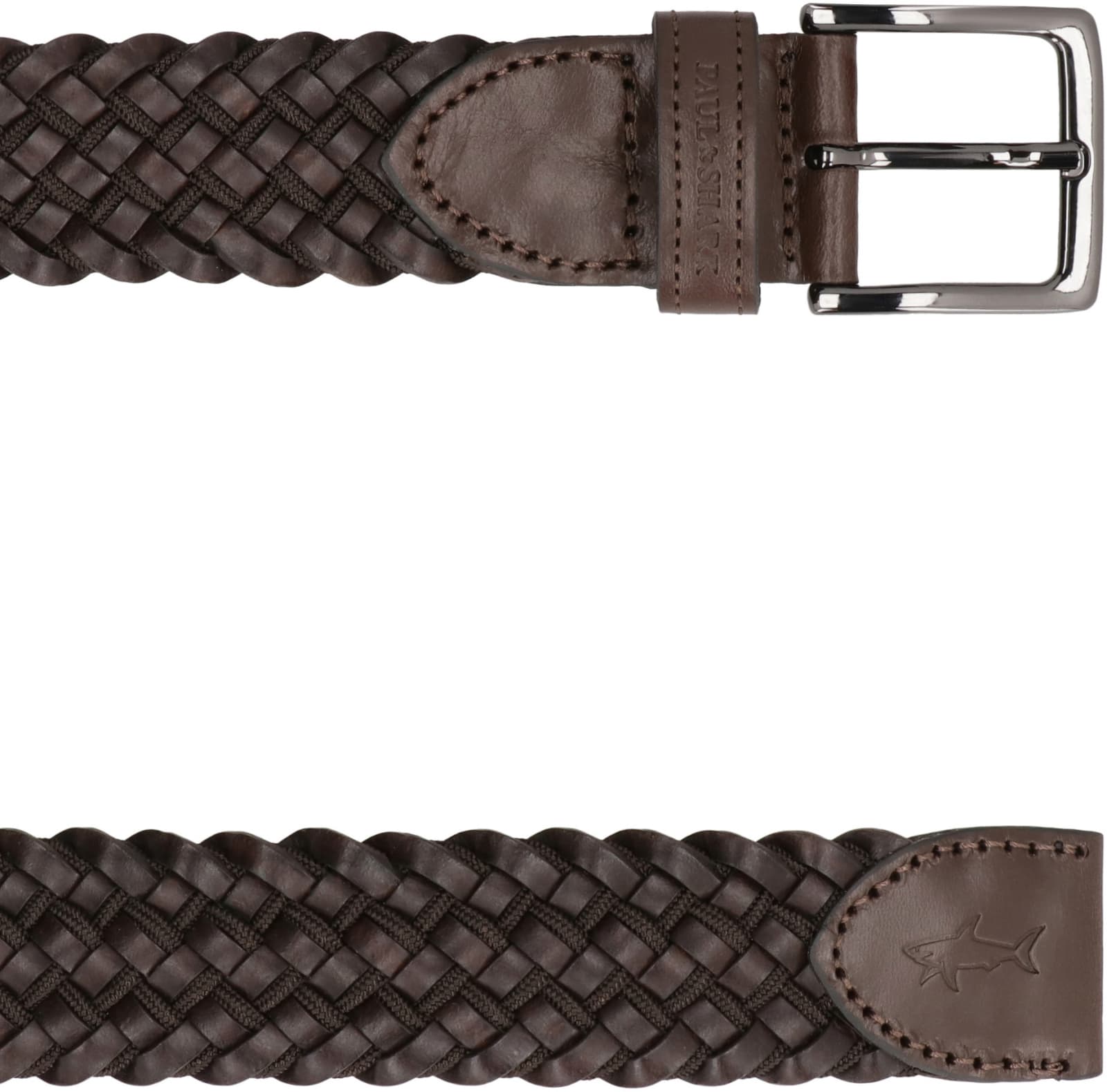 Shop Paul&amp;shark Woven Leather Belt In Brown