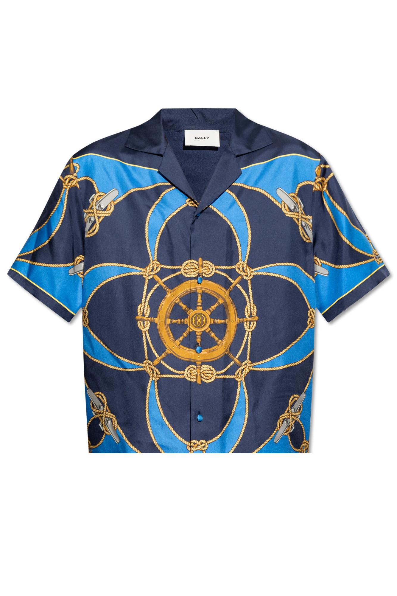 Shop Bally Silk Shirt In Blue/multicolour