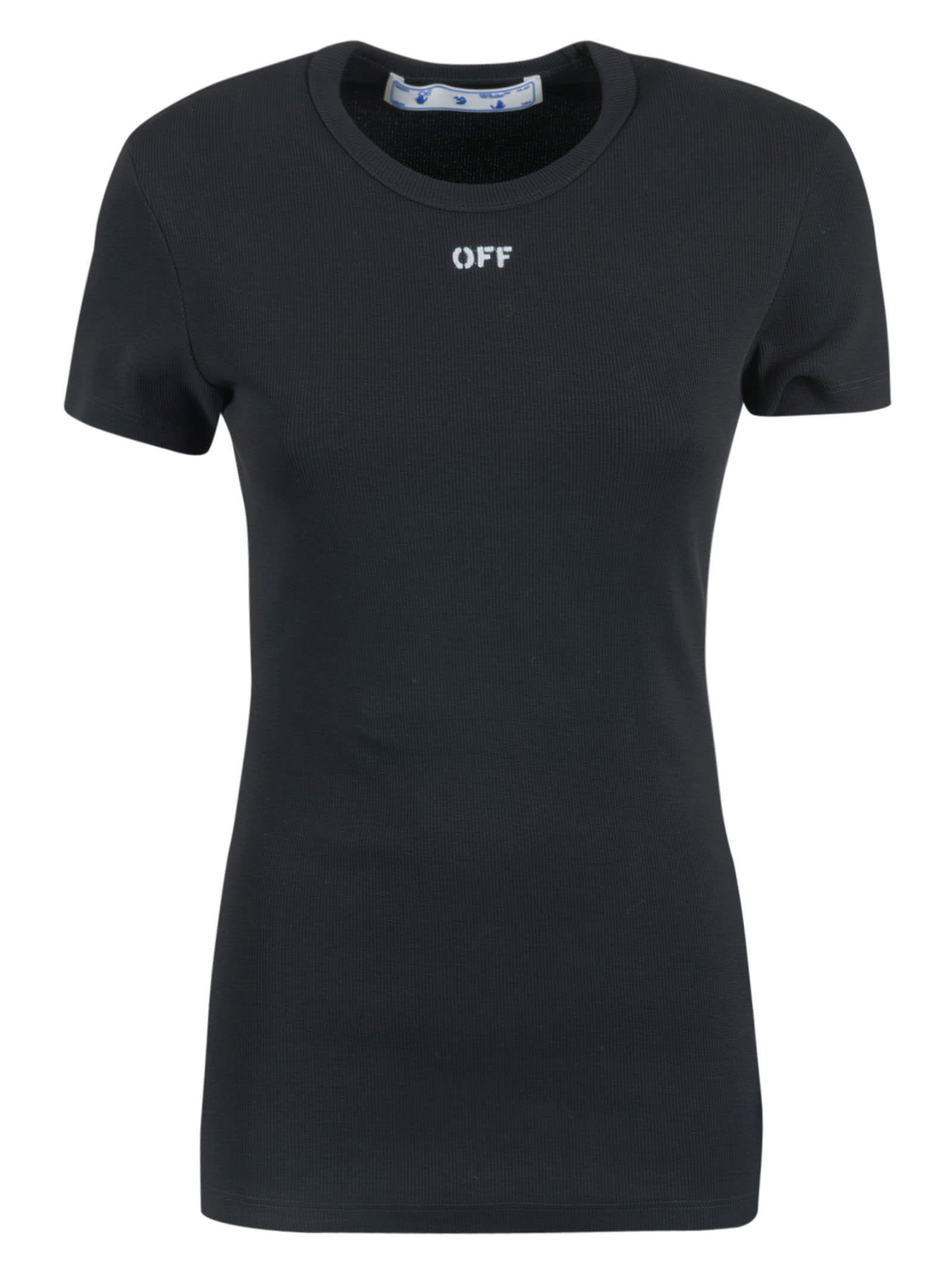 Off-white Off Fitted T-shirt In Black/white